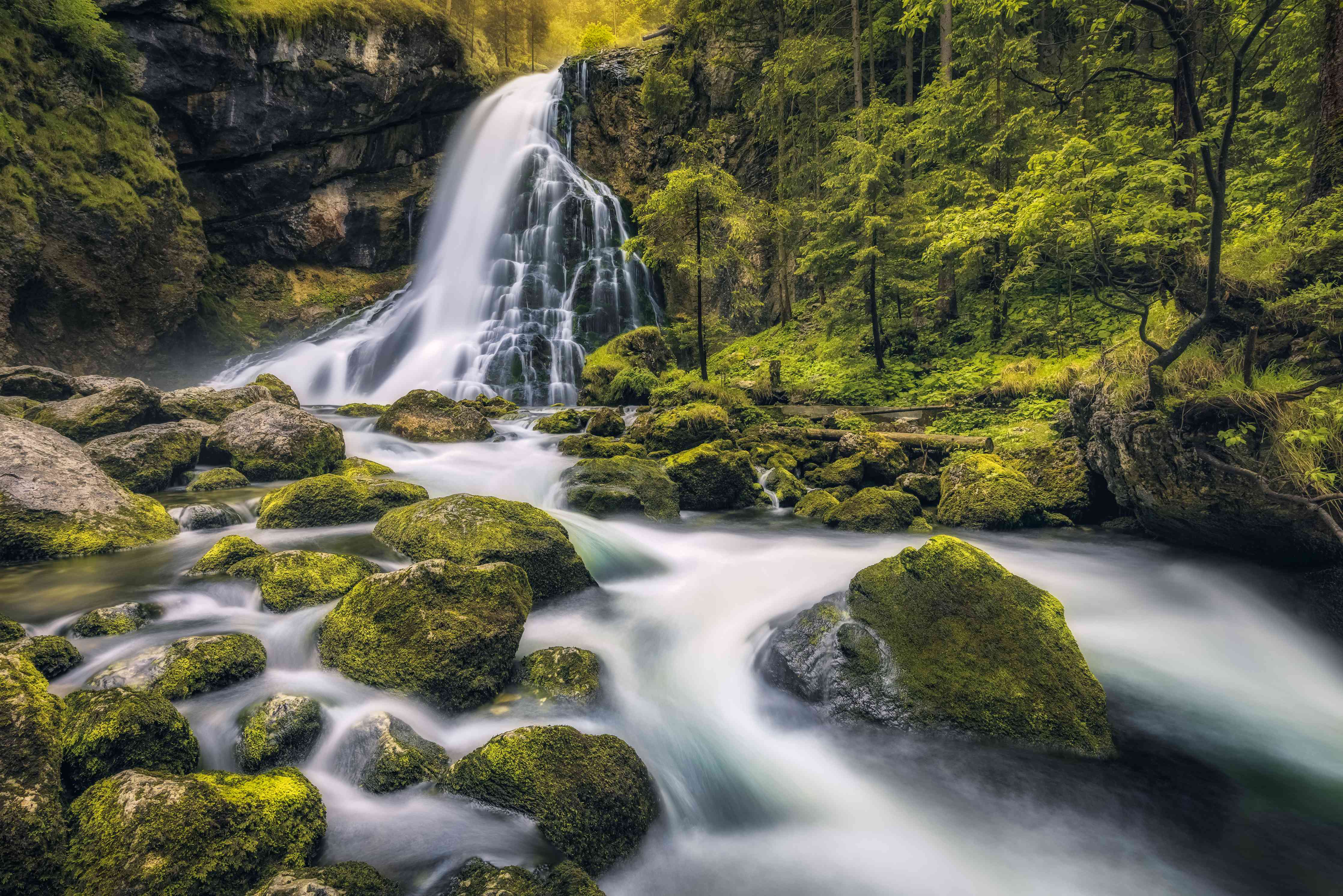 Wandverkleidung Wohnzimmer-Malersiche Wasserfall-Landschaft