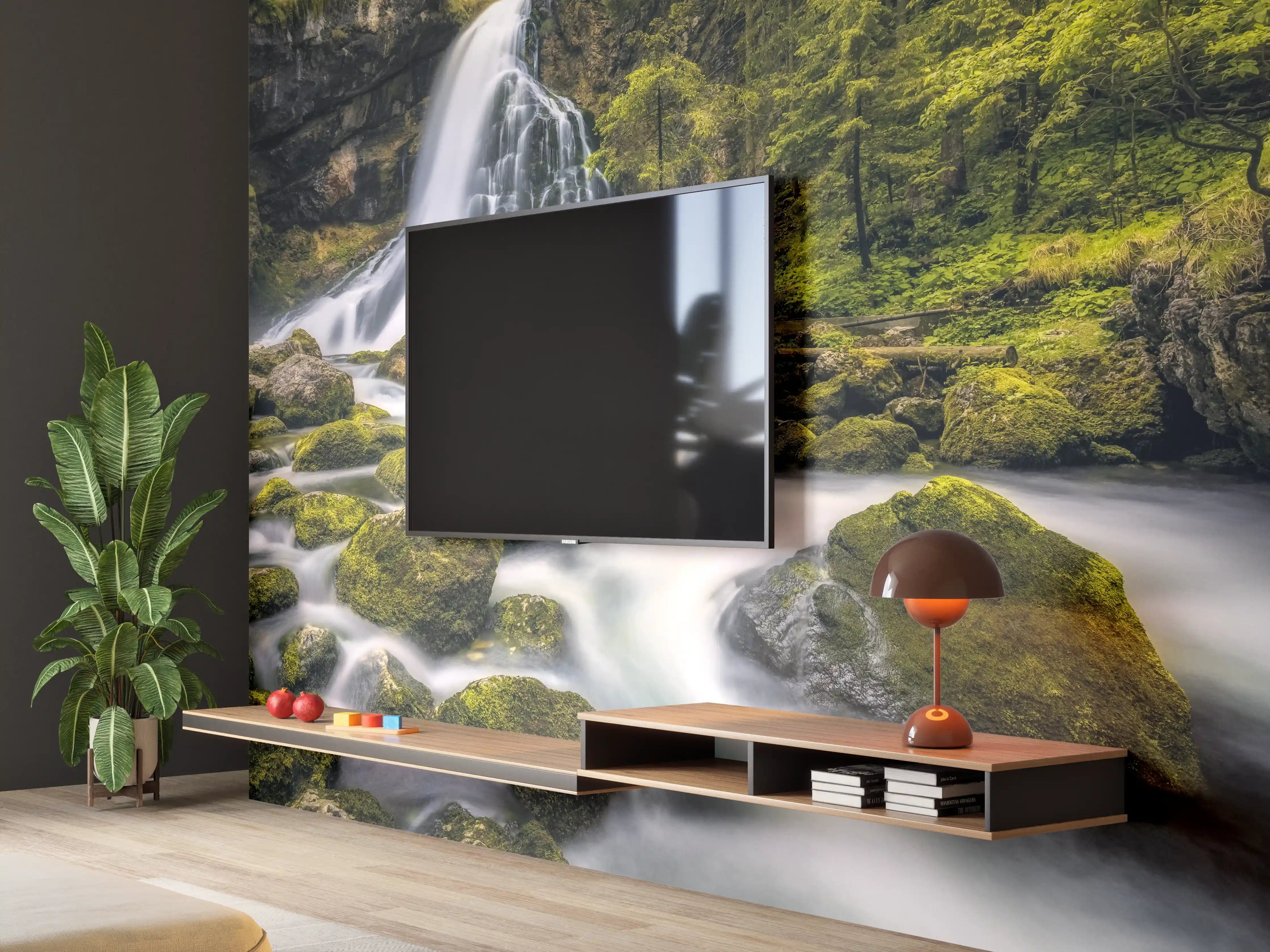 Wandverkleidung Wohnzimmer - Malersiche Wasserfall-Landschaft