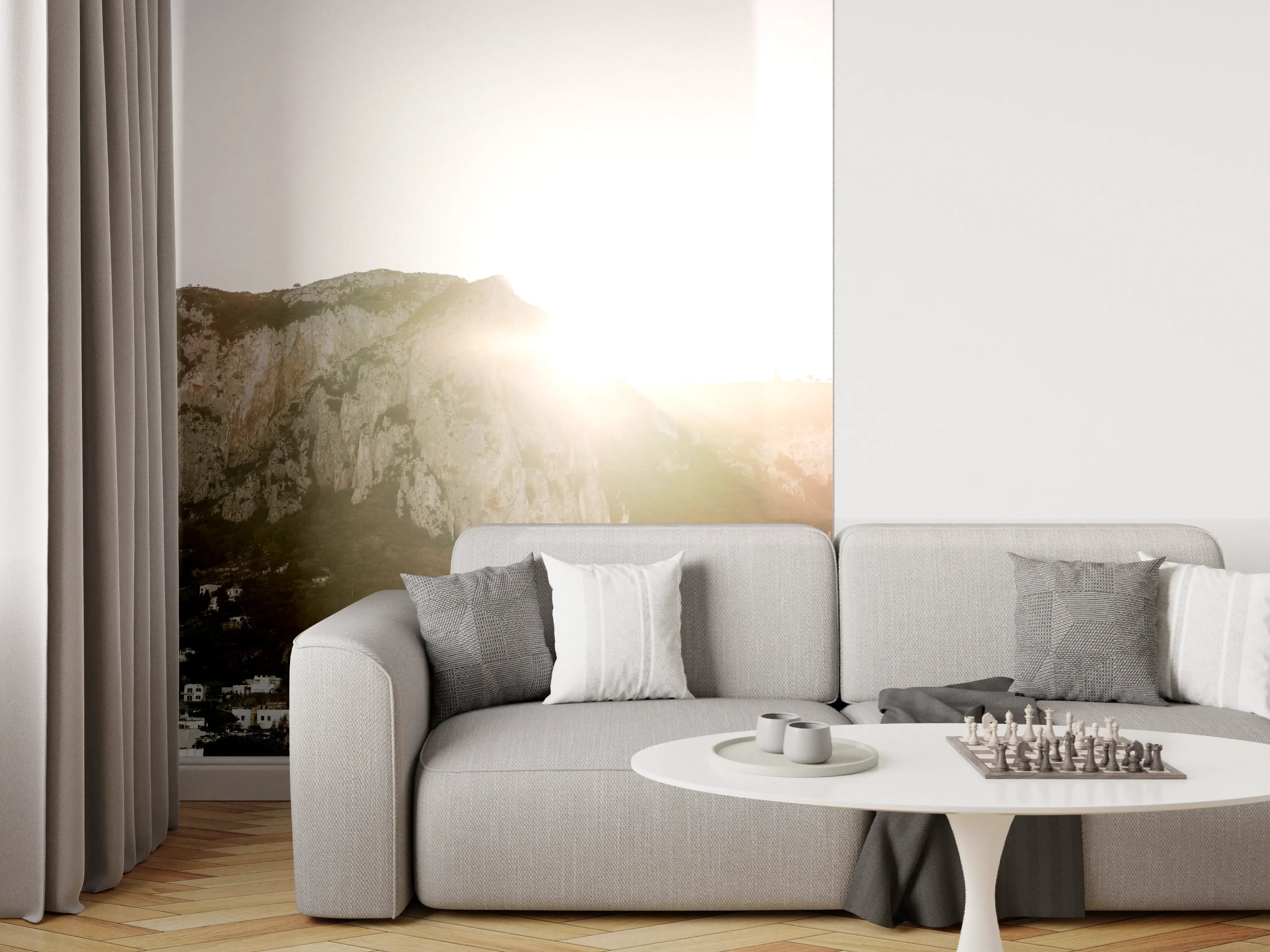 Wandverkleidung Wohnzimmer - Malibu Sonnenuntergang über den Klippen