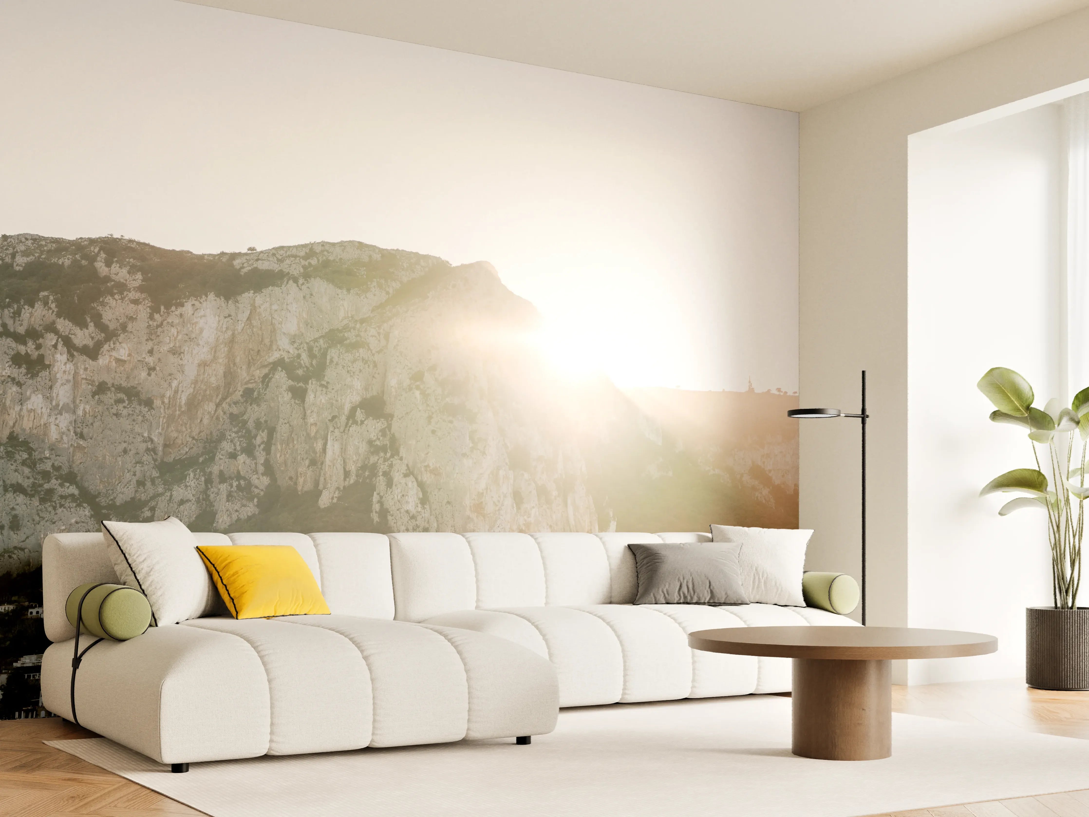 Wandverkleidung Wohnzimmer - Malibu Sonnenuntergang über den Klippen