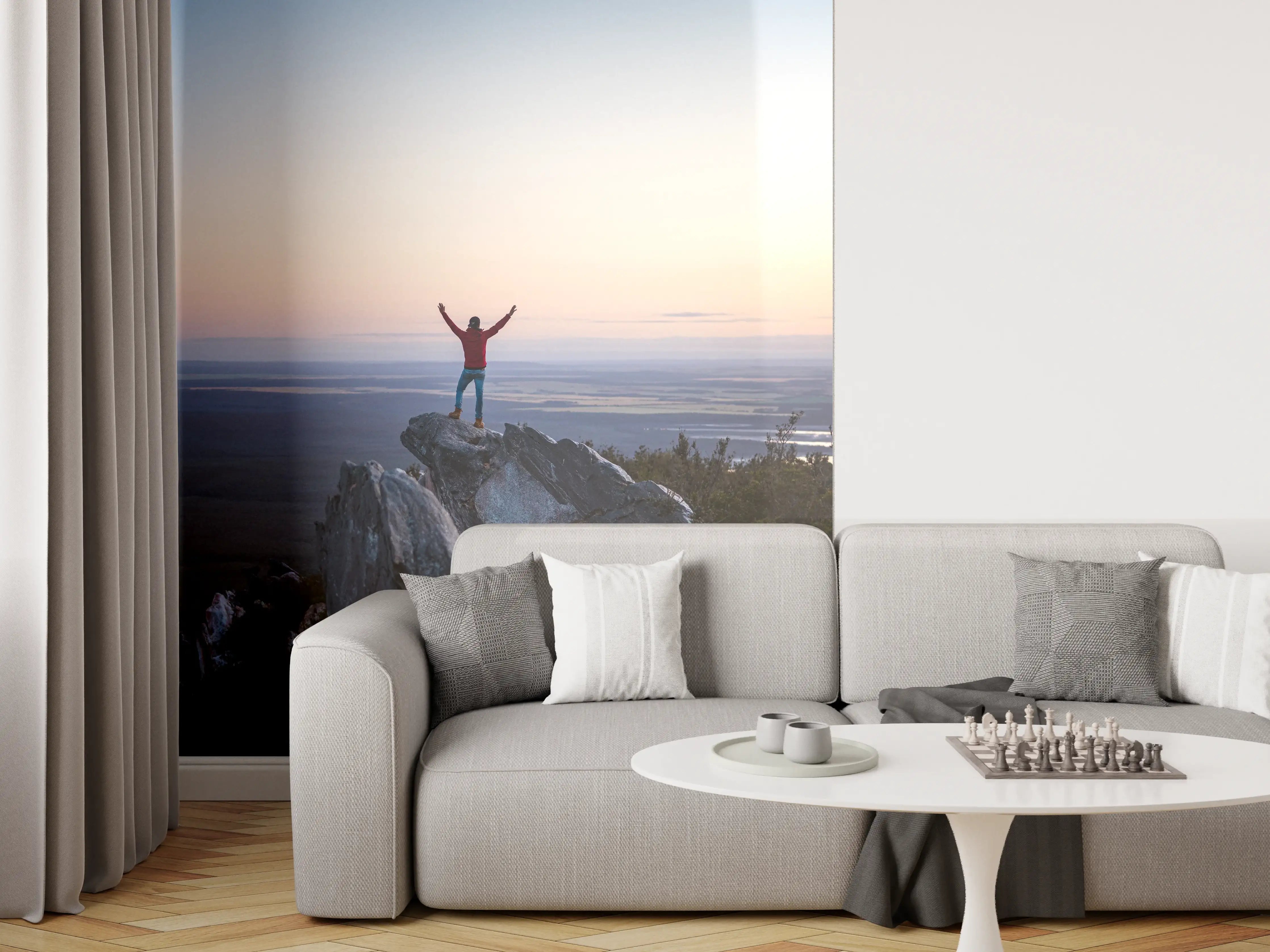 Wandverkleidung Wohnzimmer - Mann steht auf das East Mount Barren