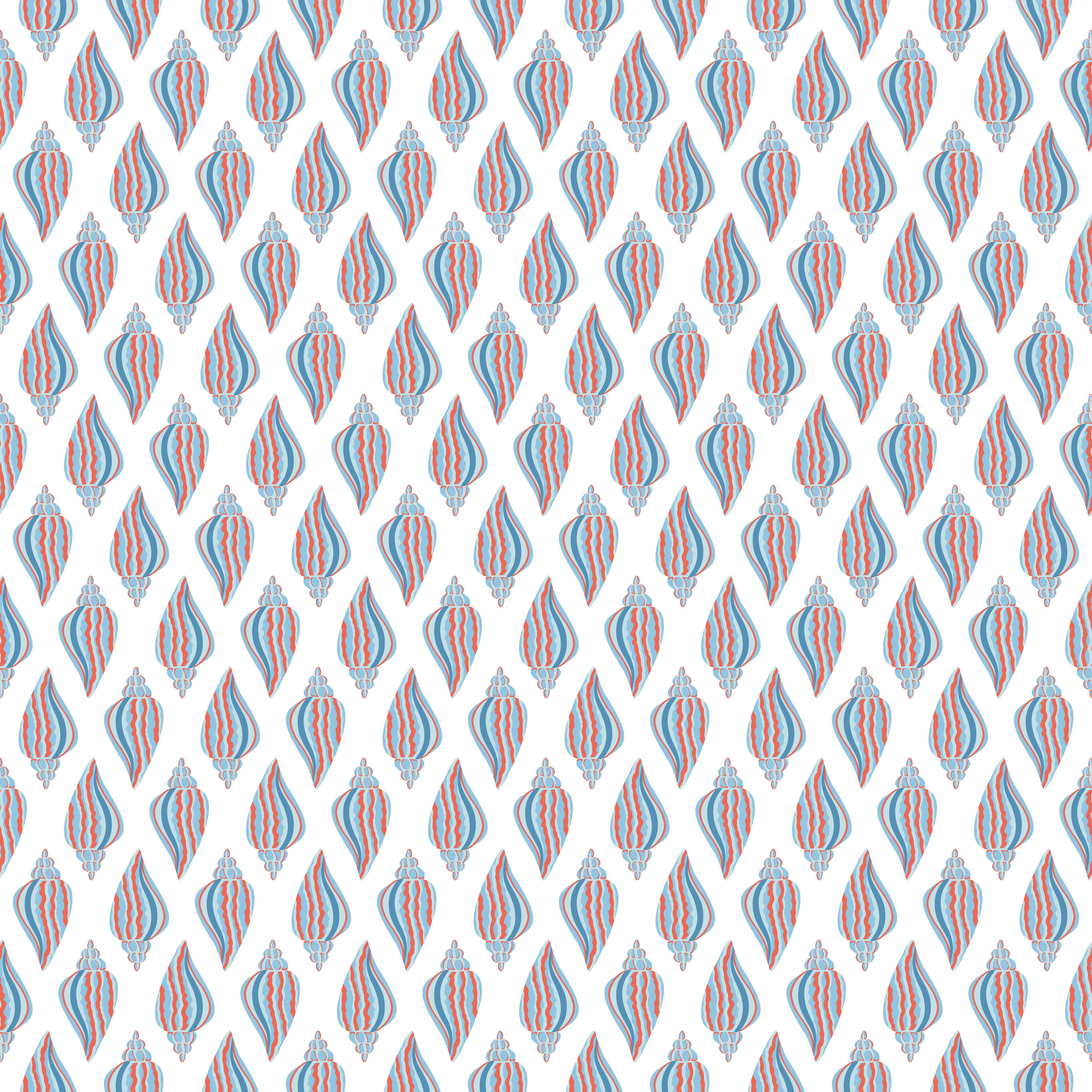 Wandverkleidung Wohnzimmer-Maritime Muscheln Weiß-Blau-Rot