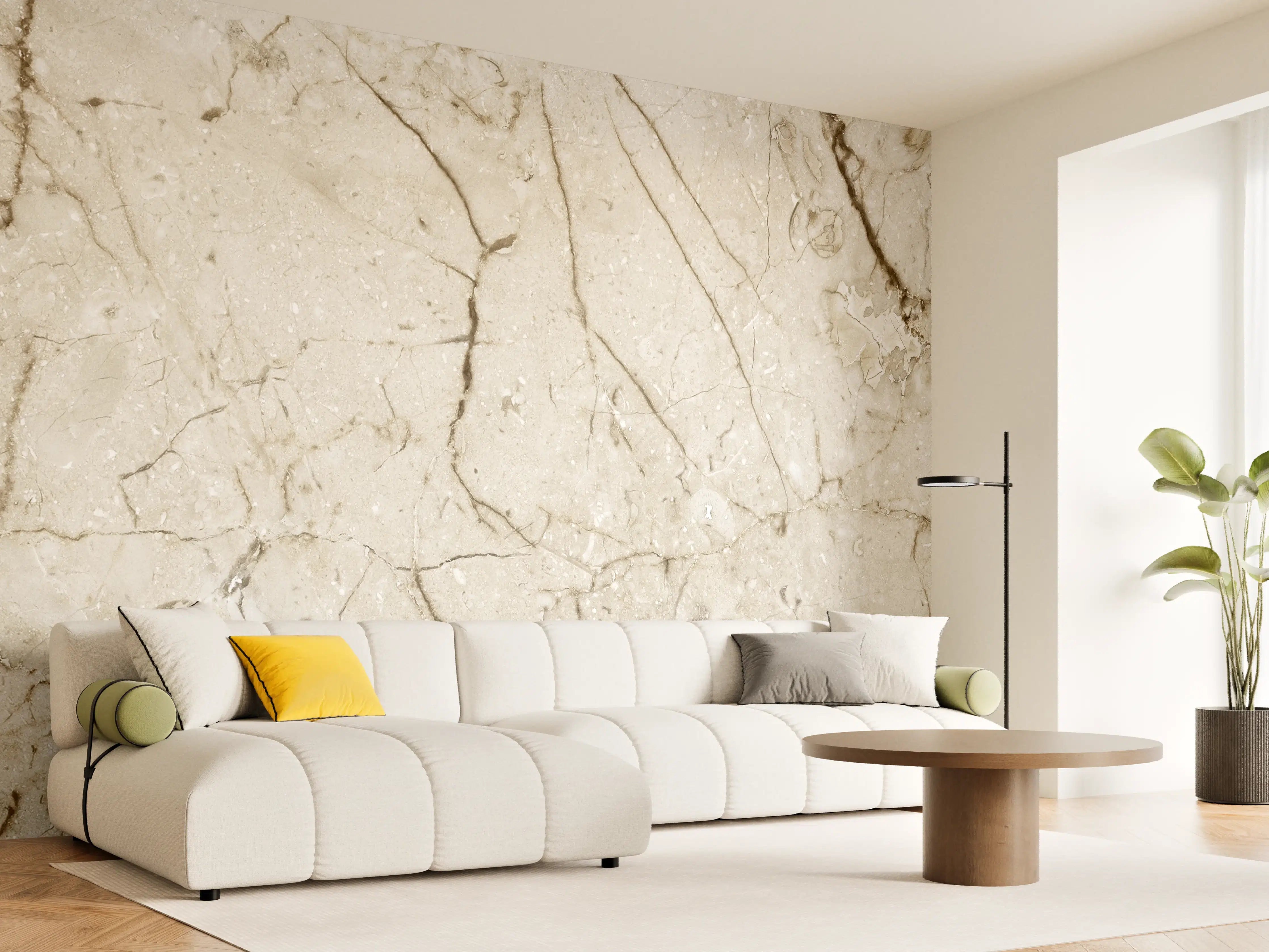 Wandverkleidung Wohnzimmer - Marmor Hintergrund - Beige