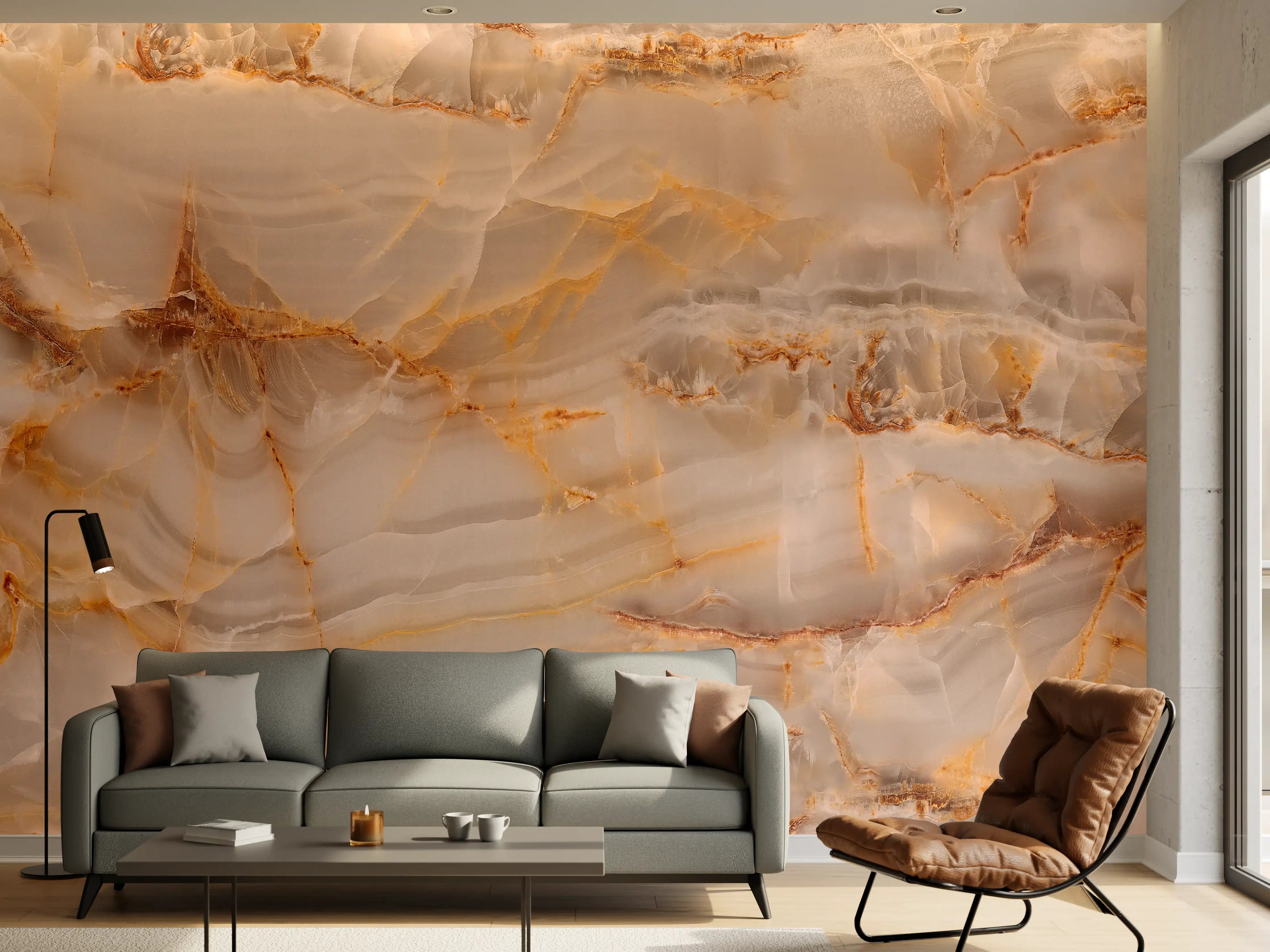 Wandverkleidung Wohnzimmer - Marmor Onyx Struktur