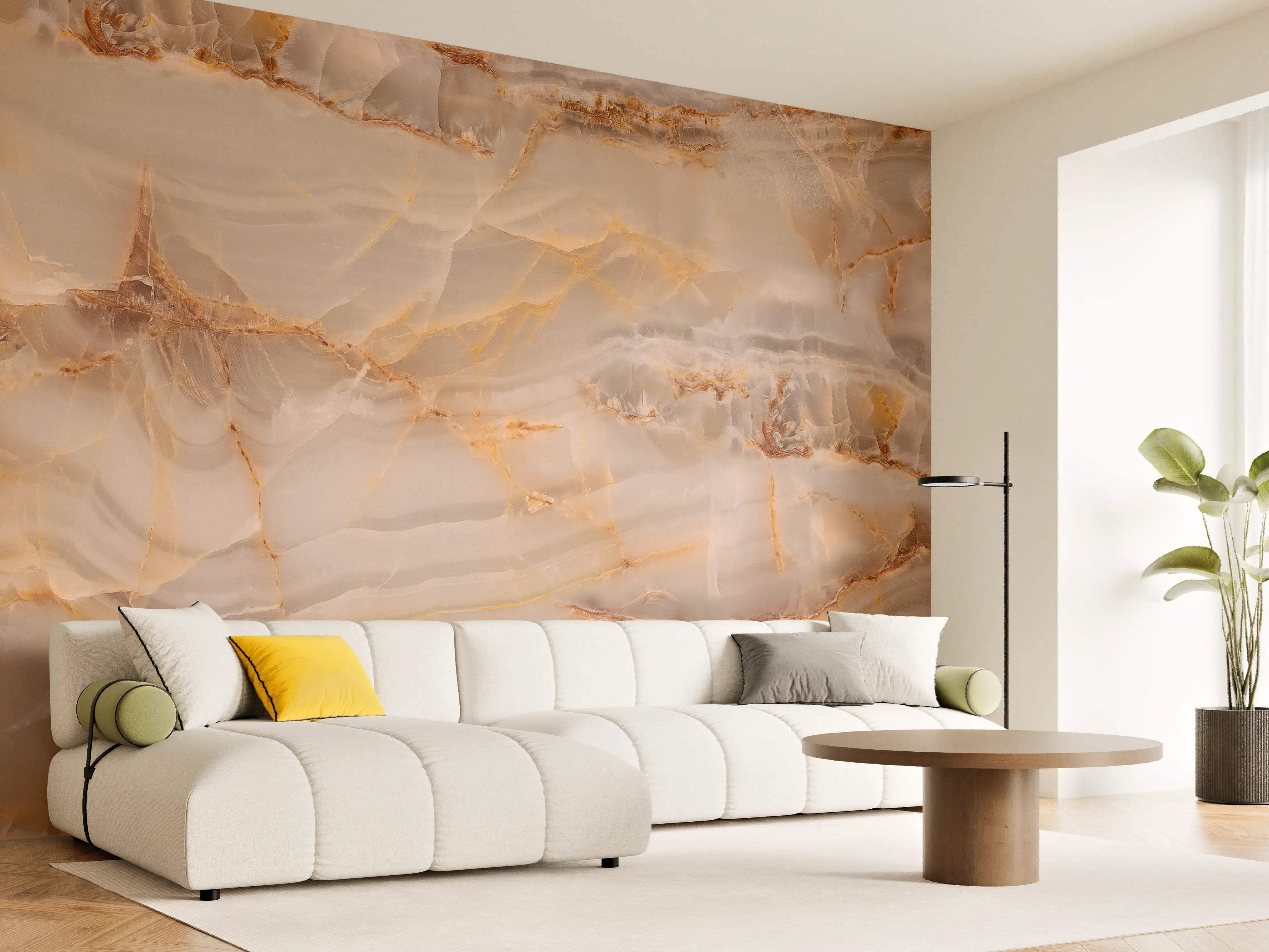 Wandverkleidung Wohnzimmer - Marmor Onyx Struktur