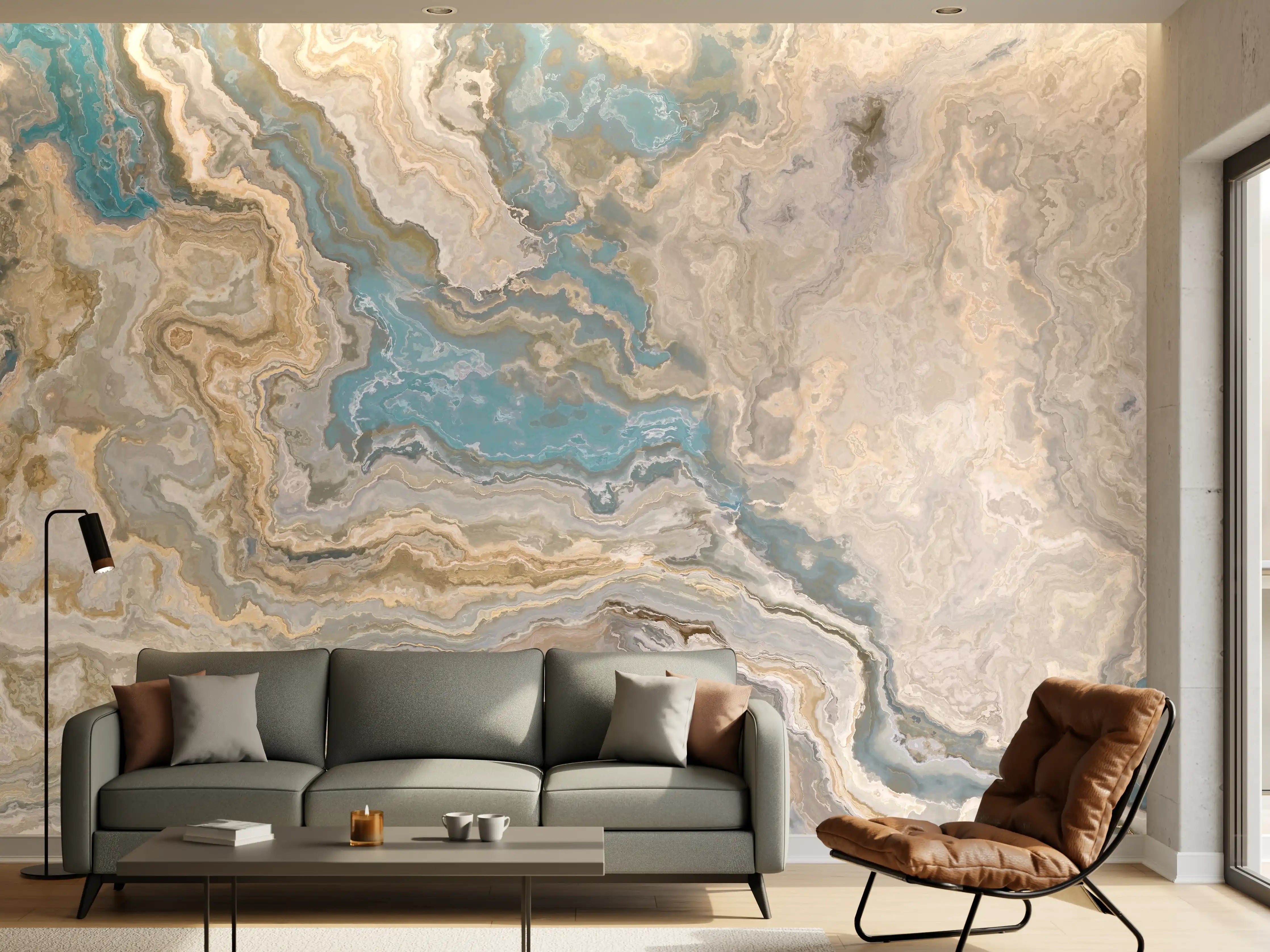 Wandverkleidung Wohnzimmer - Marmor Optik Wandgestaltung