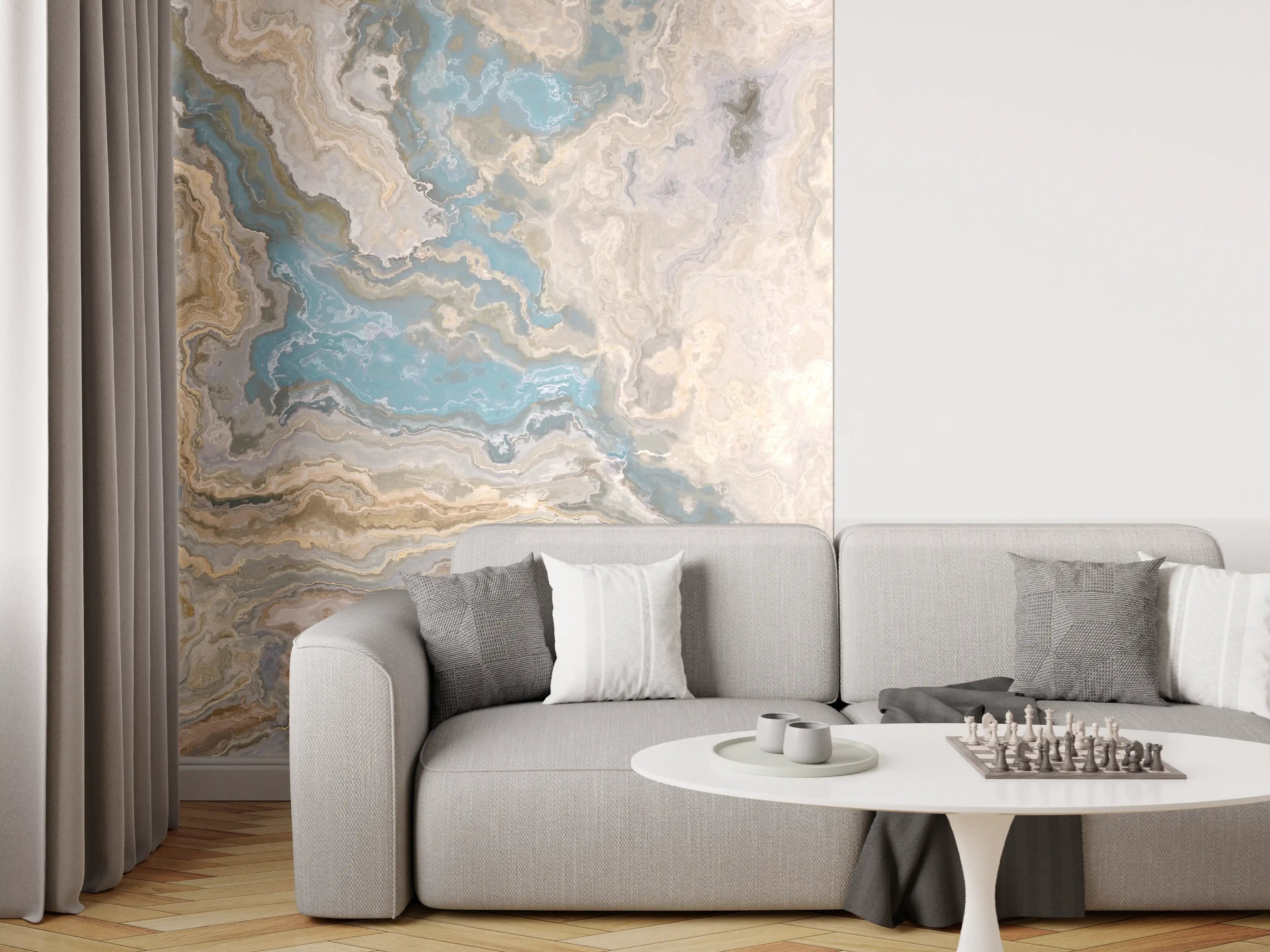 Wandverkleidung Wohnzimmer - Marmor Optik Wandgestaltung