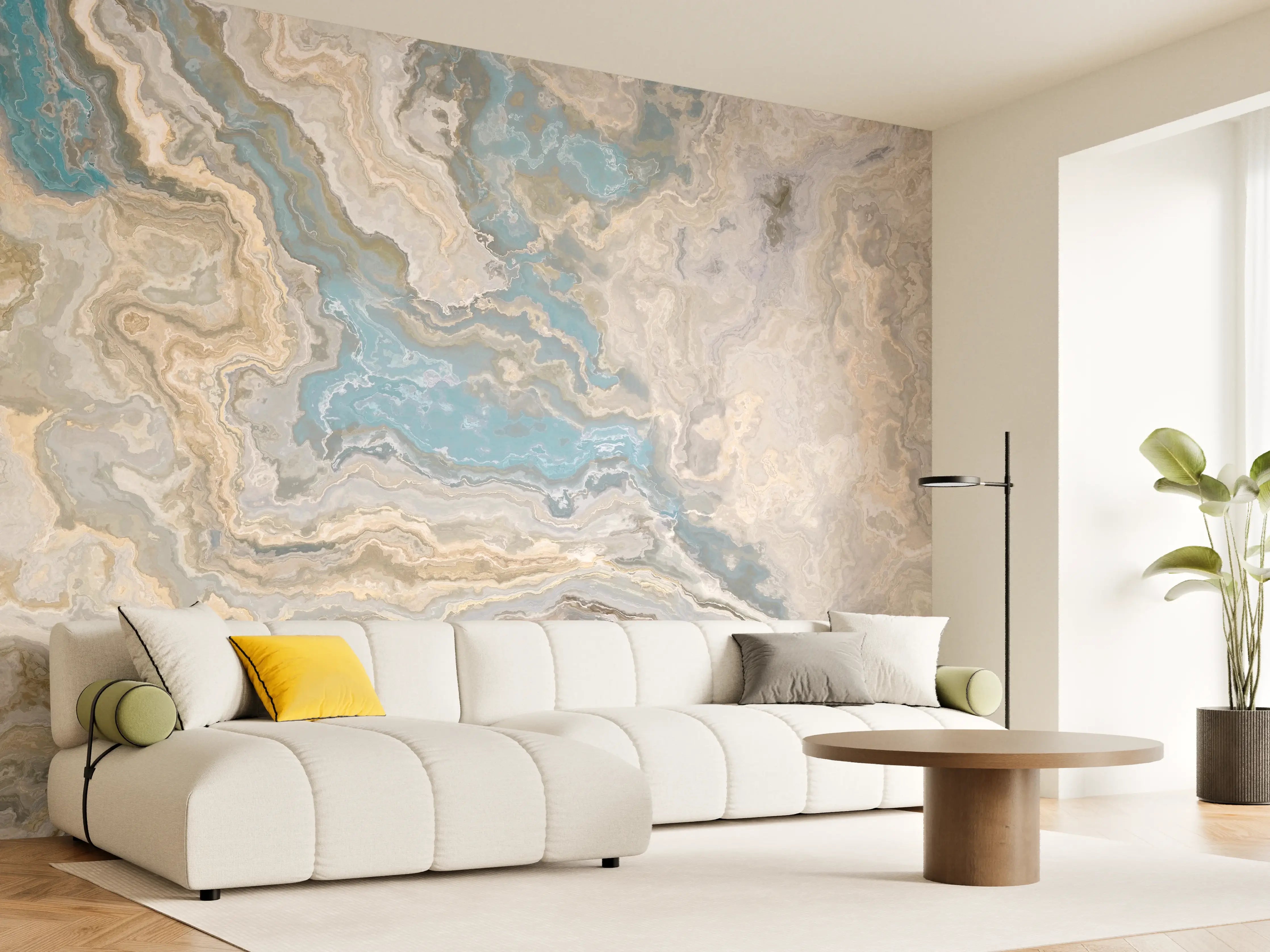 Wandverkleidung Wohnzimmer - Marmor Optik Wandgestaltung