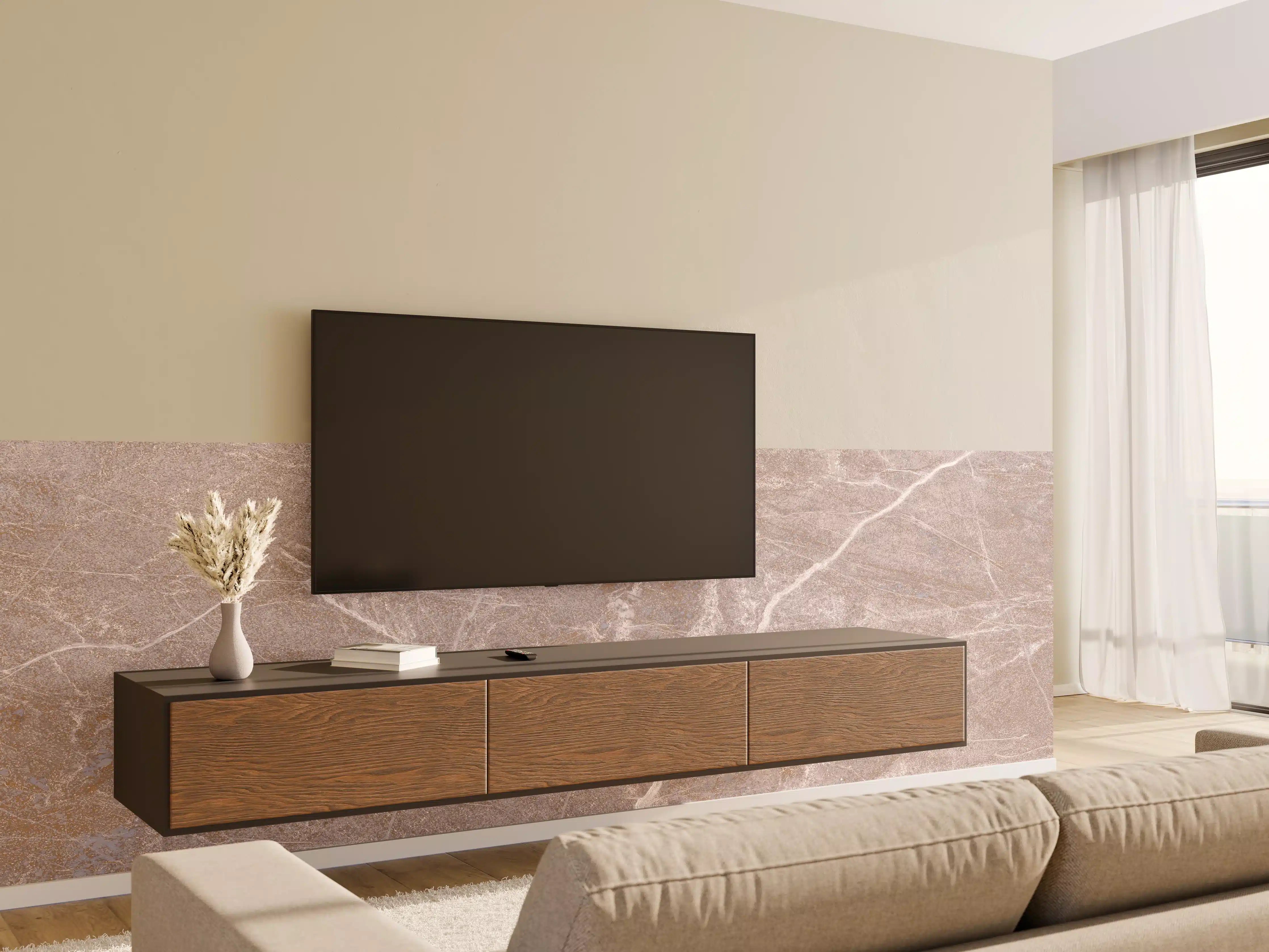 Wandverkleidung Wohnzimmer - Marmor Textur - Rosa