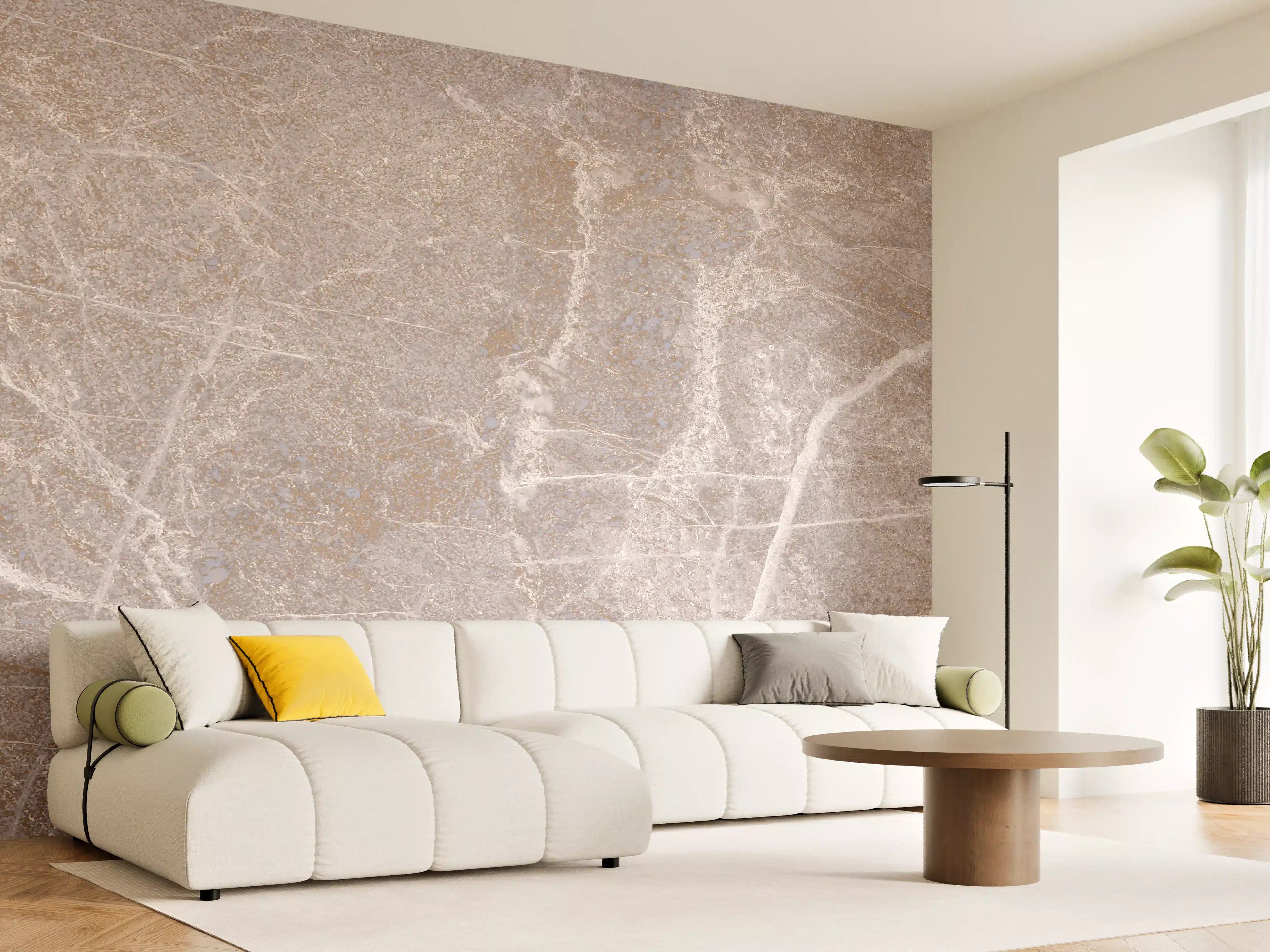 Wandverkleidung Wohnzimmer - Marmor Textur - Rosa