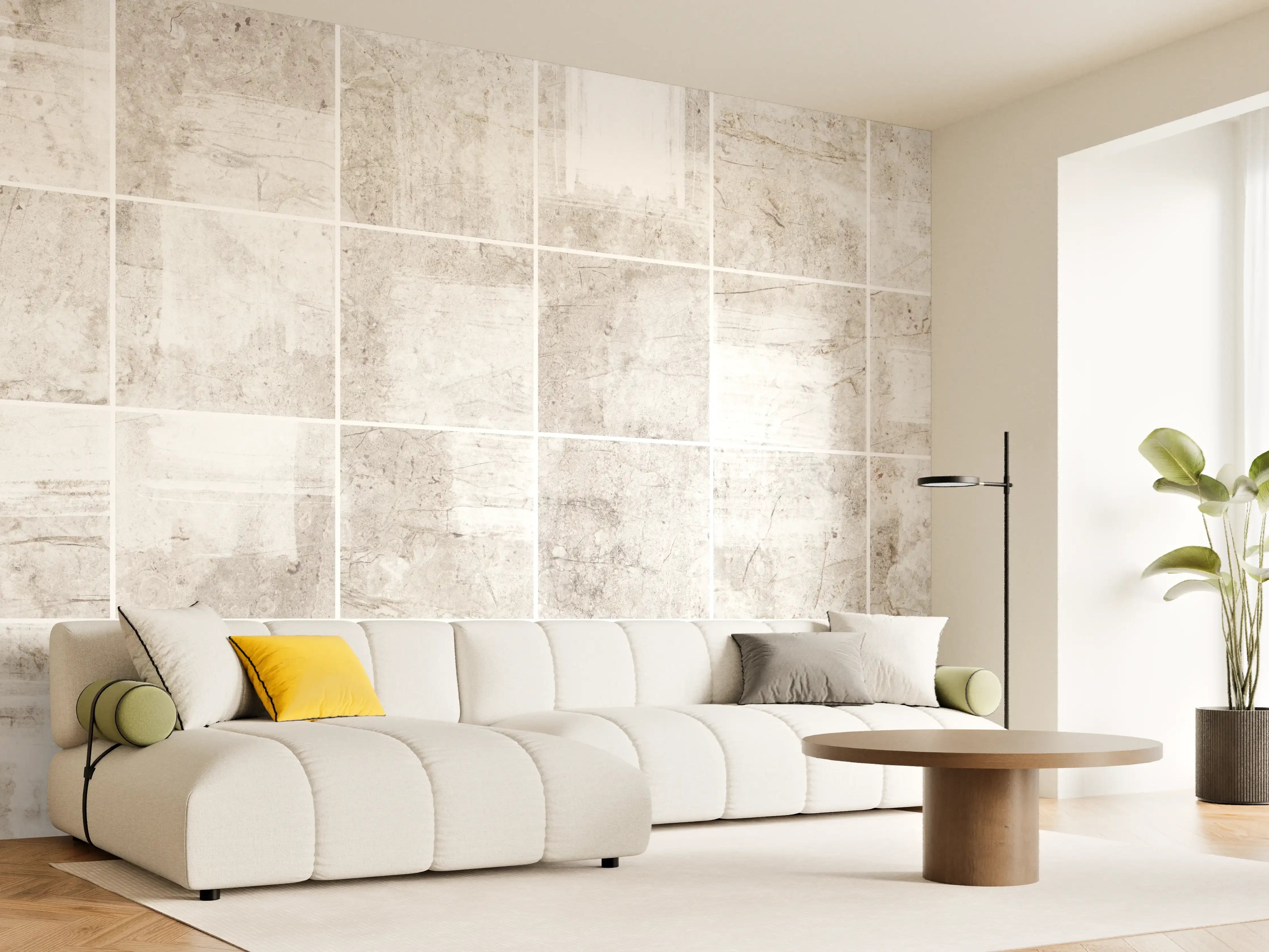 Wandverkleidung Wohnzimmer - Marmortextur - Bürsteneffekt