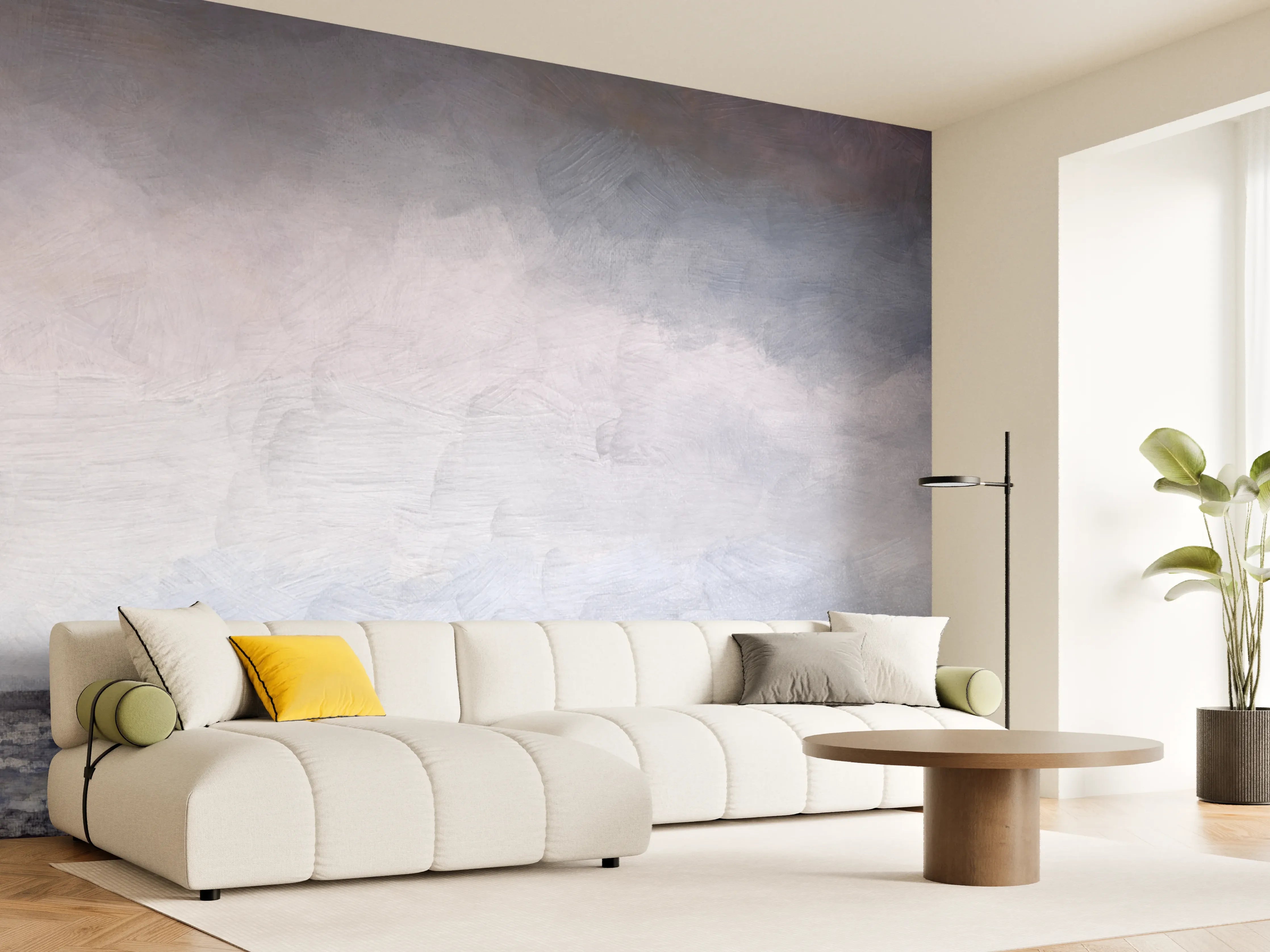 Wandverkleidung Wohnzimmer - Meeresblick im Nebel