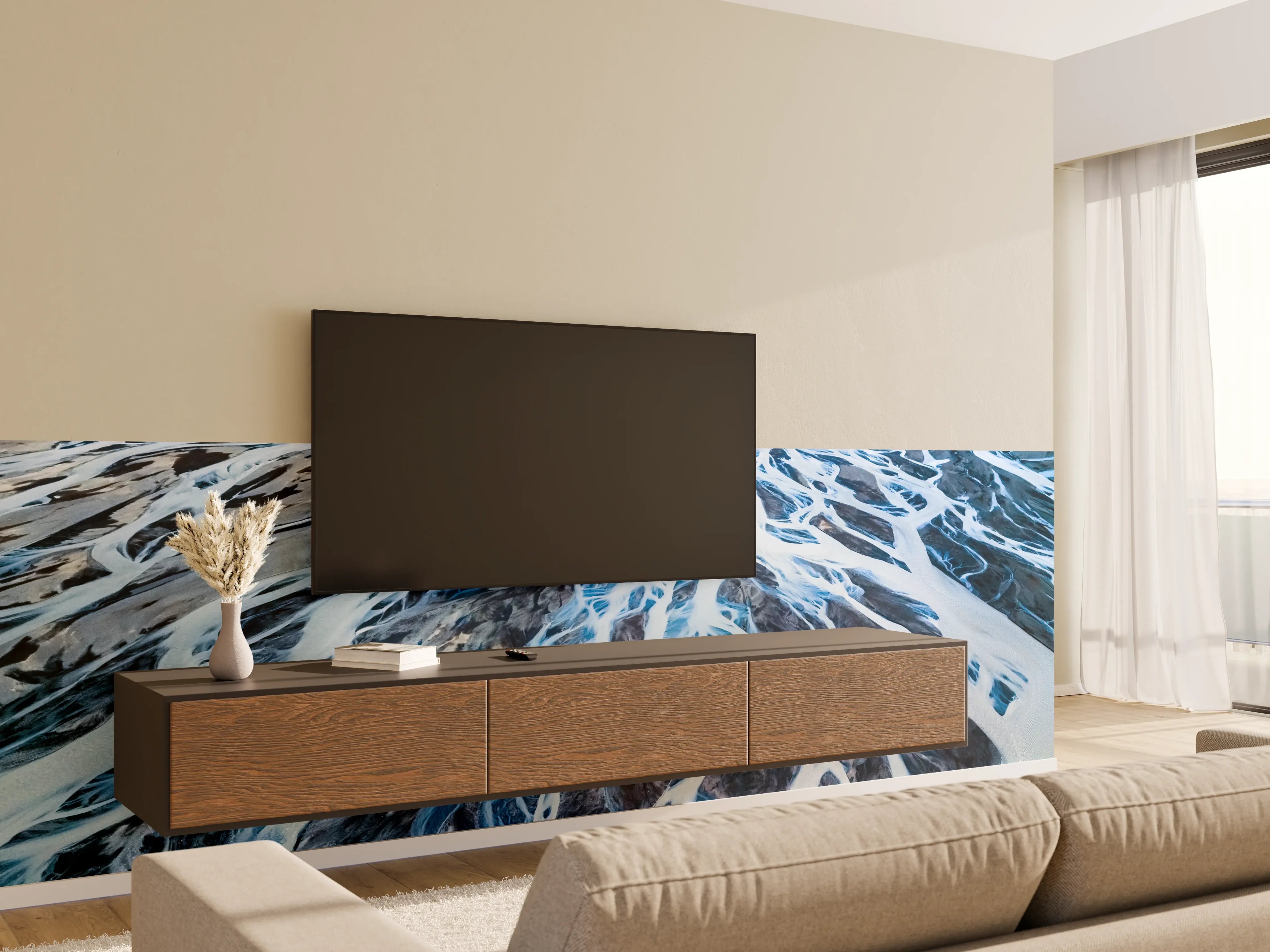 Wandverkleidung Wohnzimmer - Meereswellen mit schäumender Gischt