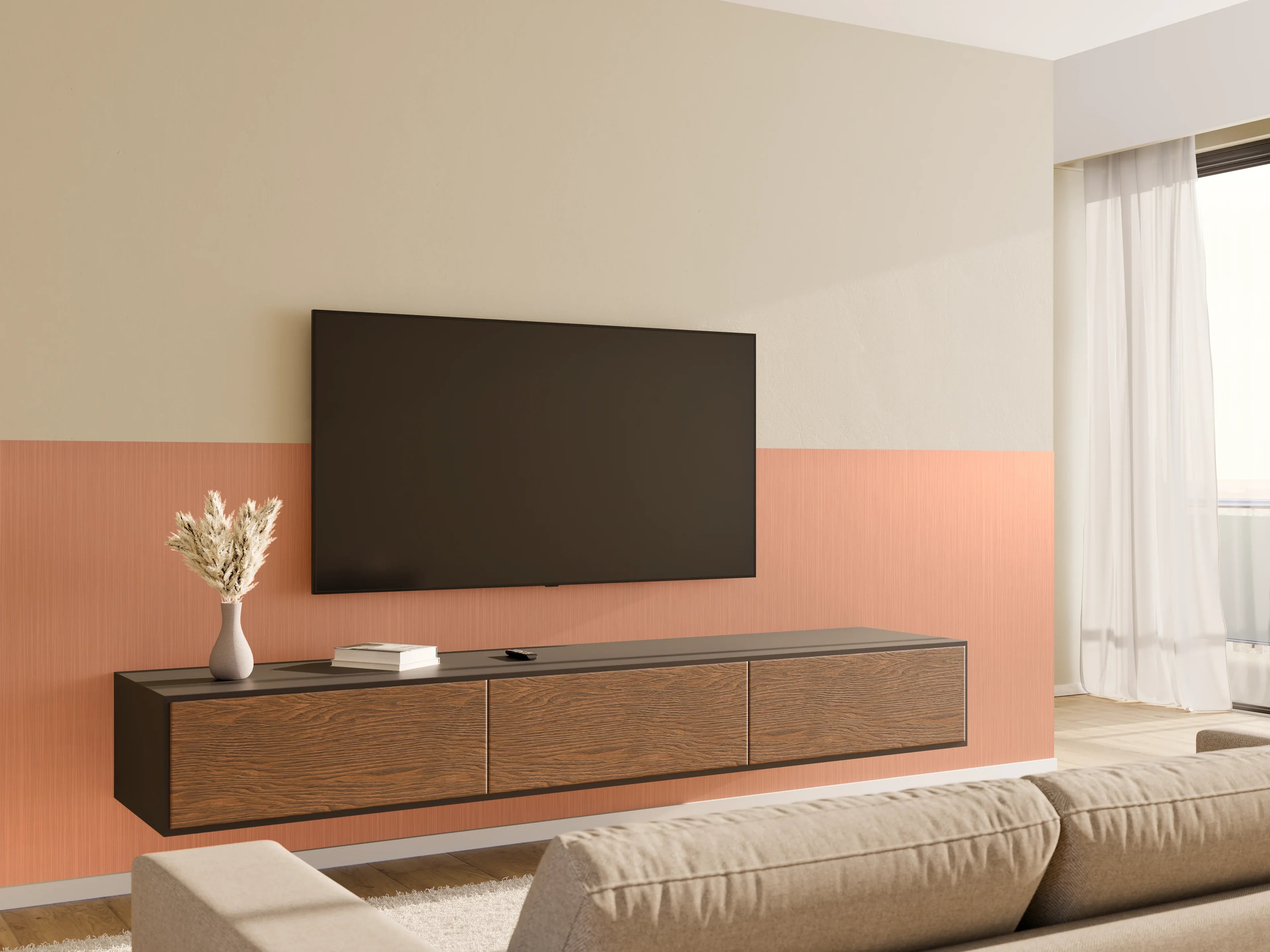 Wandverkleidung Wohnzimmer - Metallische Gebürstete Bronze-Textur
