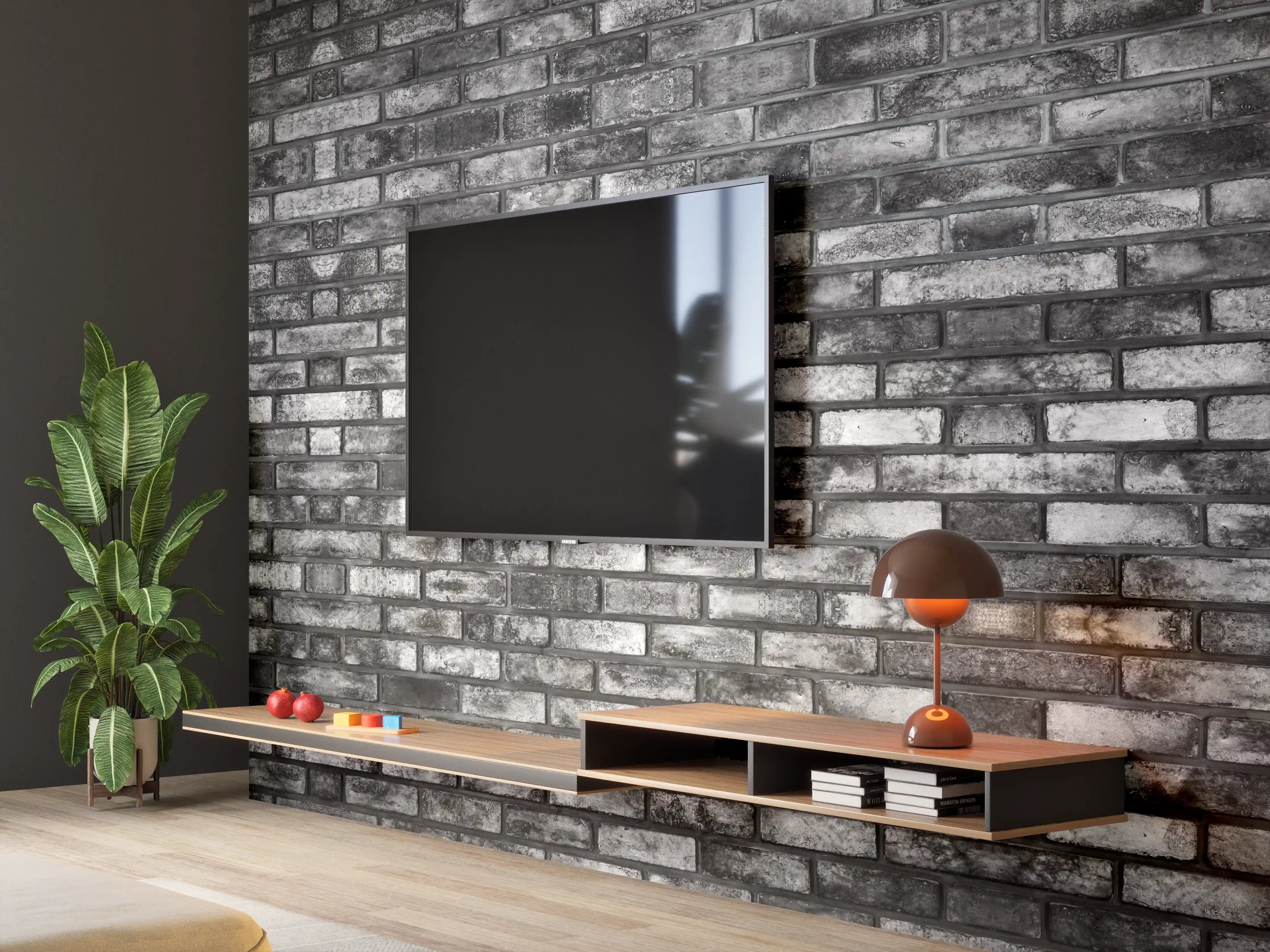 Wandverkleidung Wohnzimmer - Metallische Steinstruktur