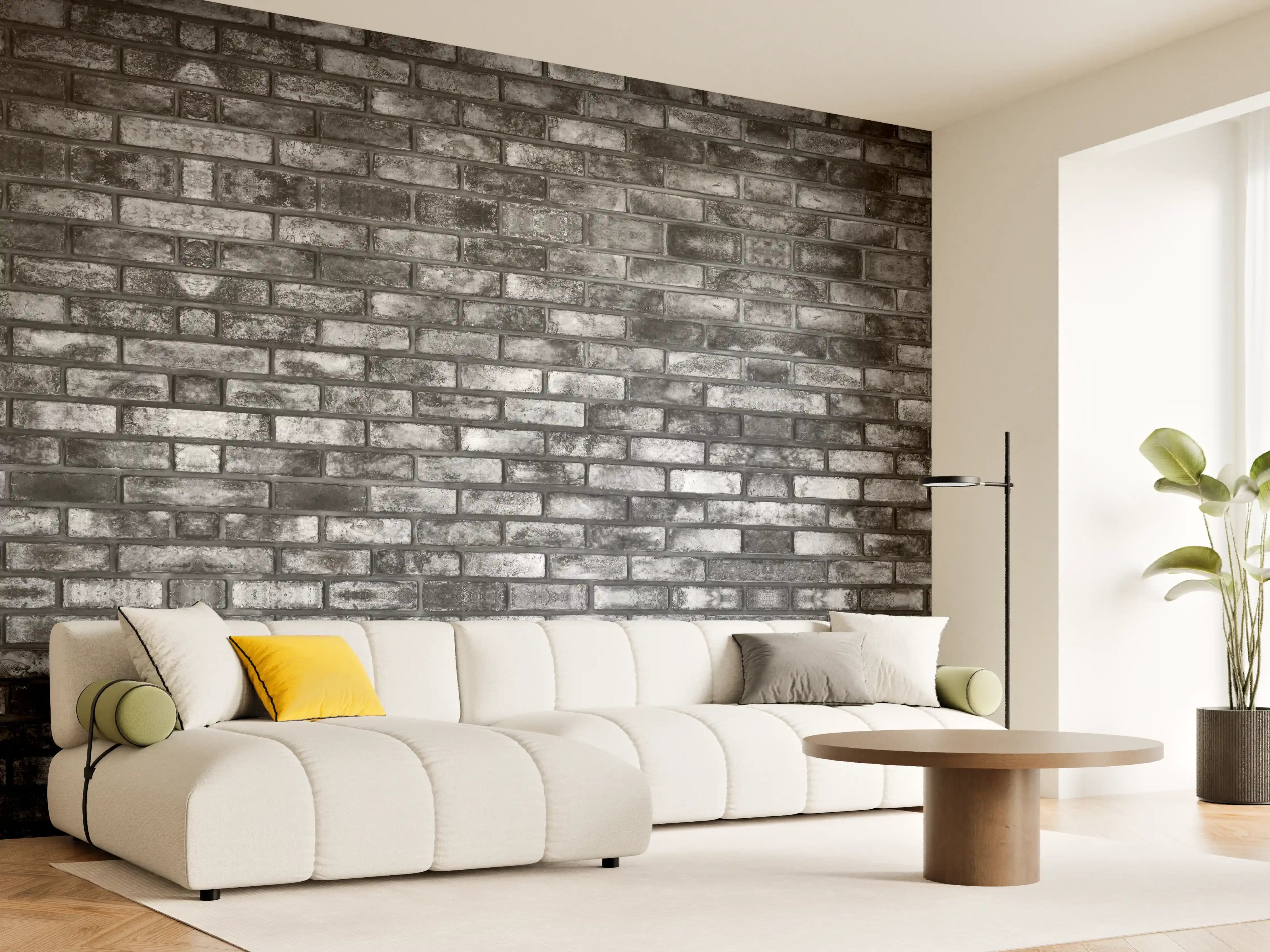 Wandverkleidung Wohnzimmer - Metallische Steinstruktur