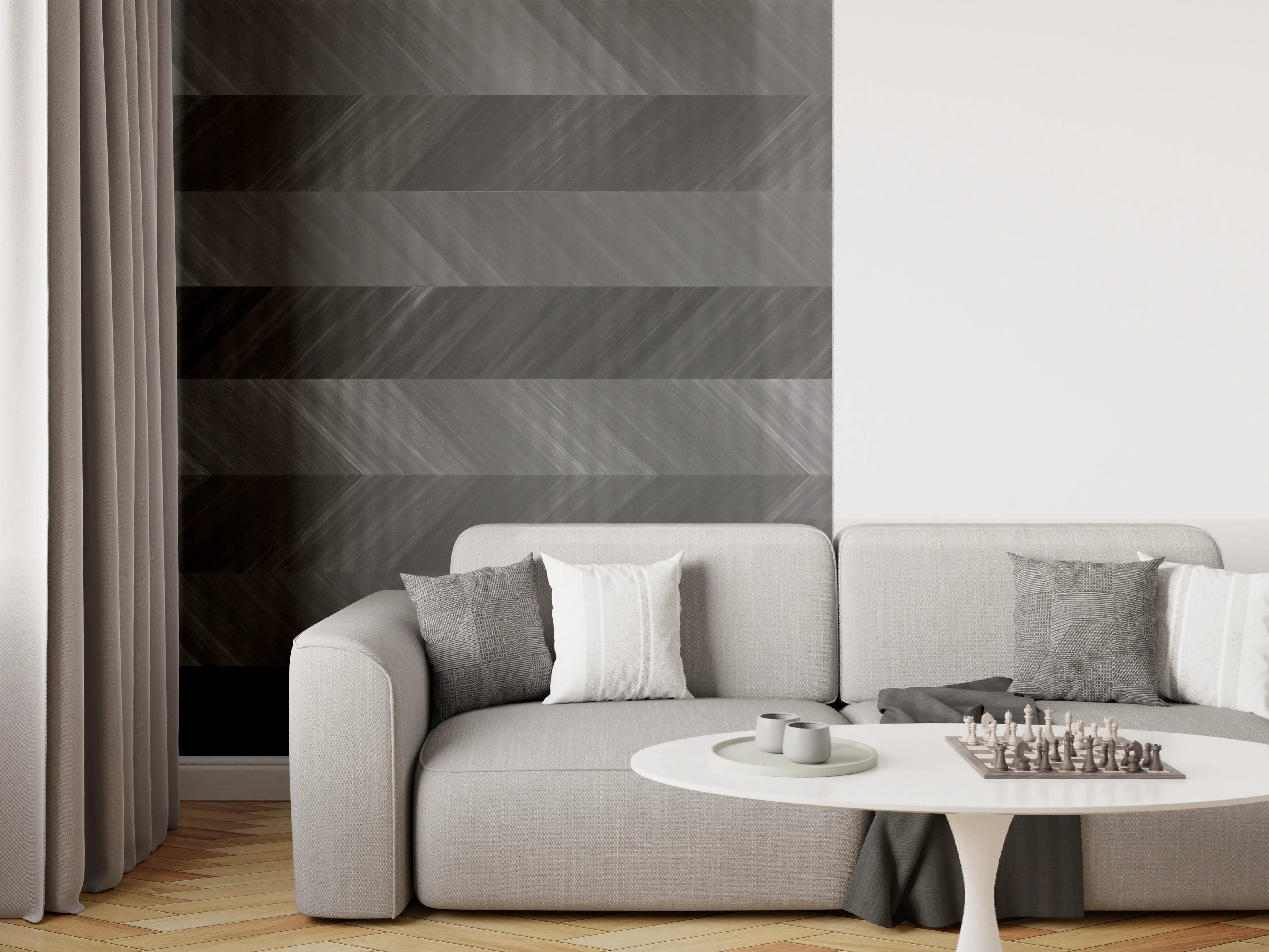Wandverkleidung Wohnzimmer - Minimaler Zickzack-Muster
