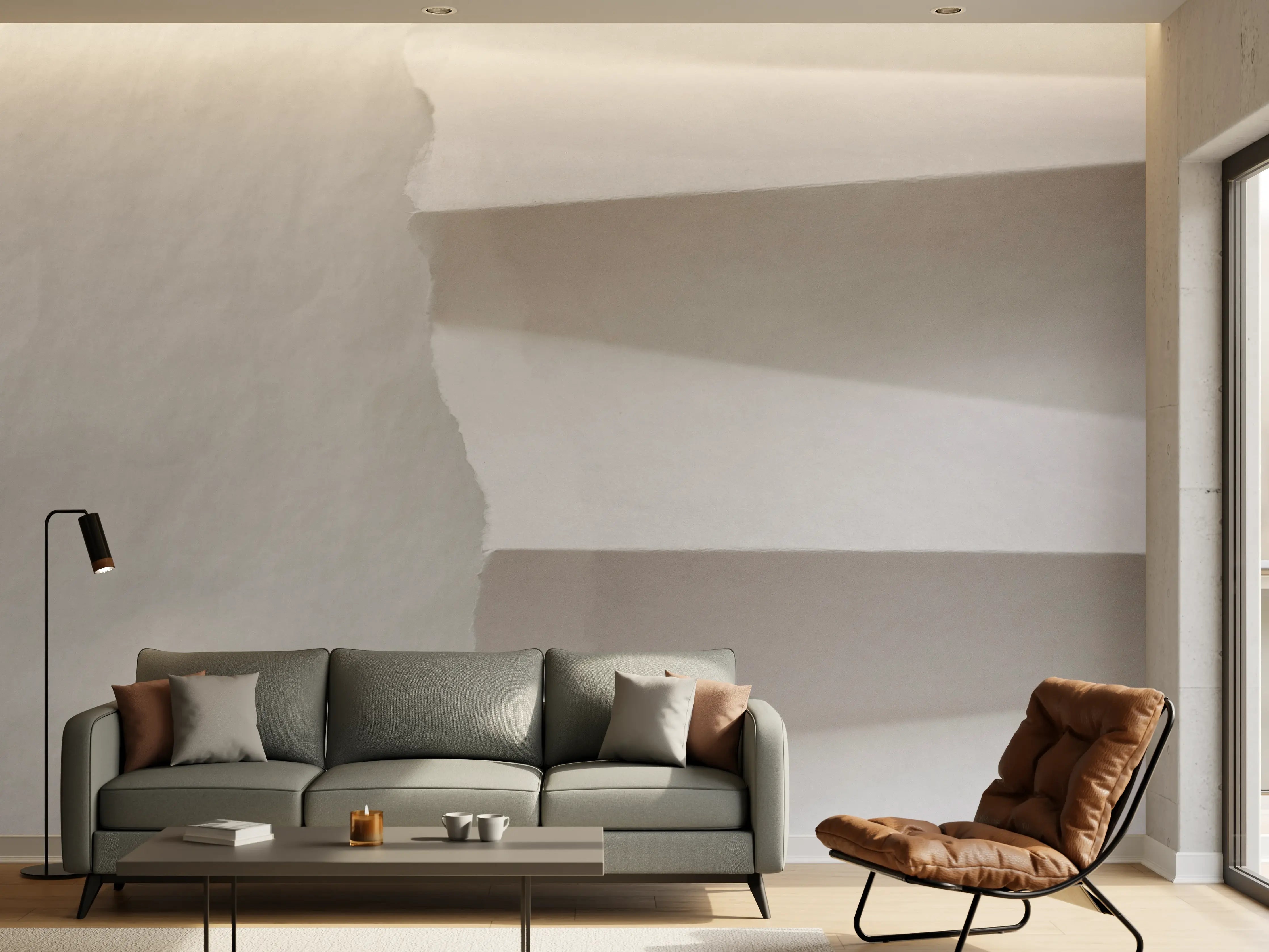 Wandverkleidung Wohnzimmer - Minimalistisches weißes Wanddesign