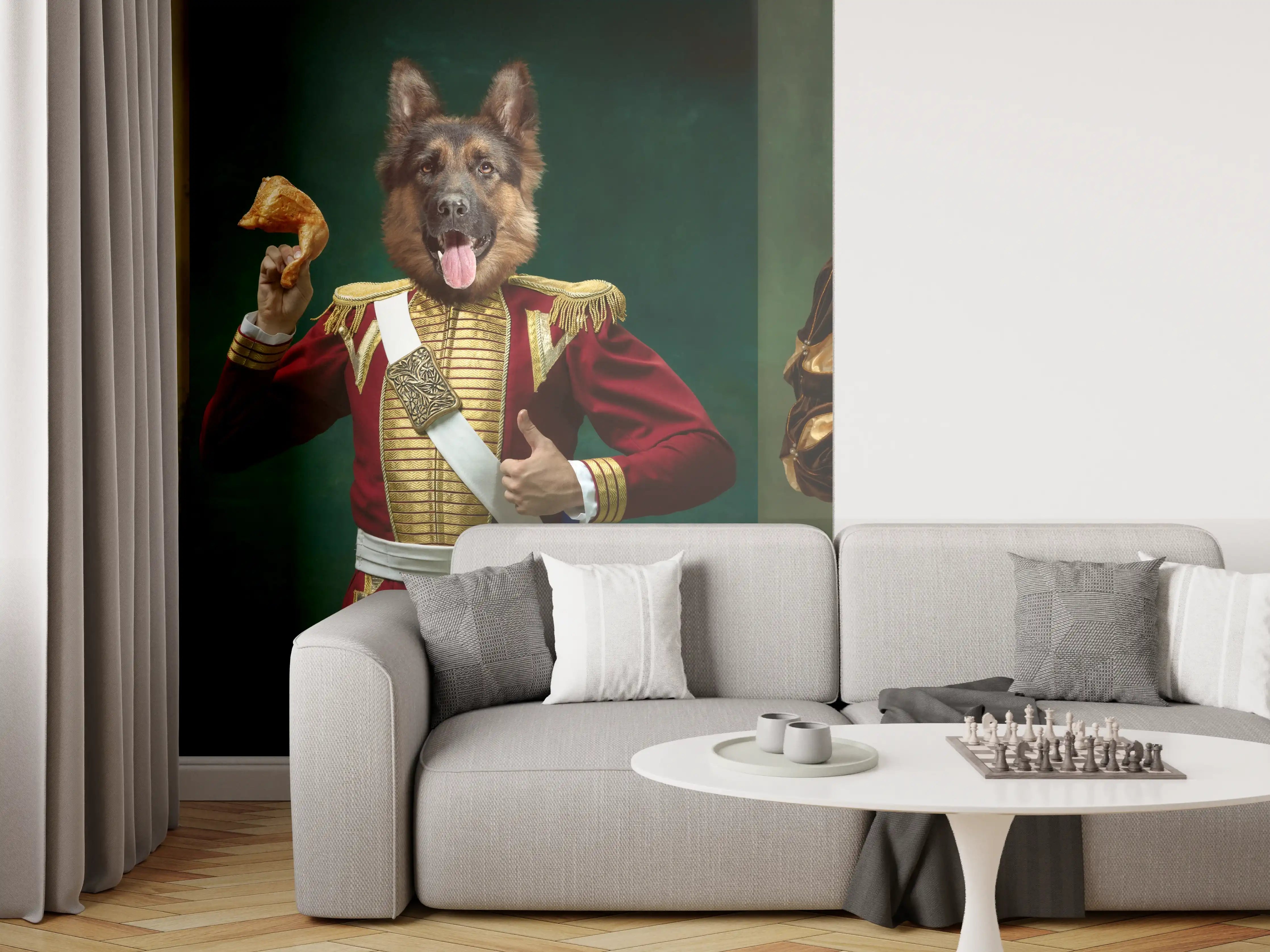 Wandverkleidung Wohnzimmer - Mittelalterliche Hundekopf Porträts