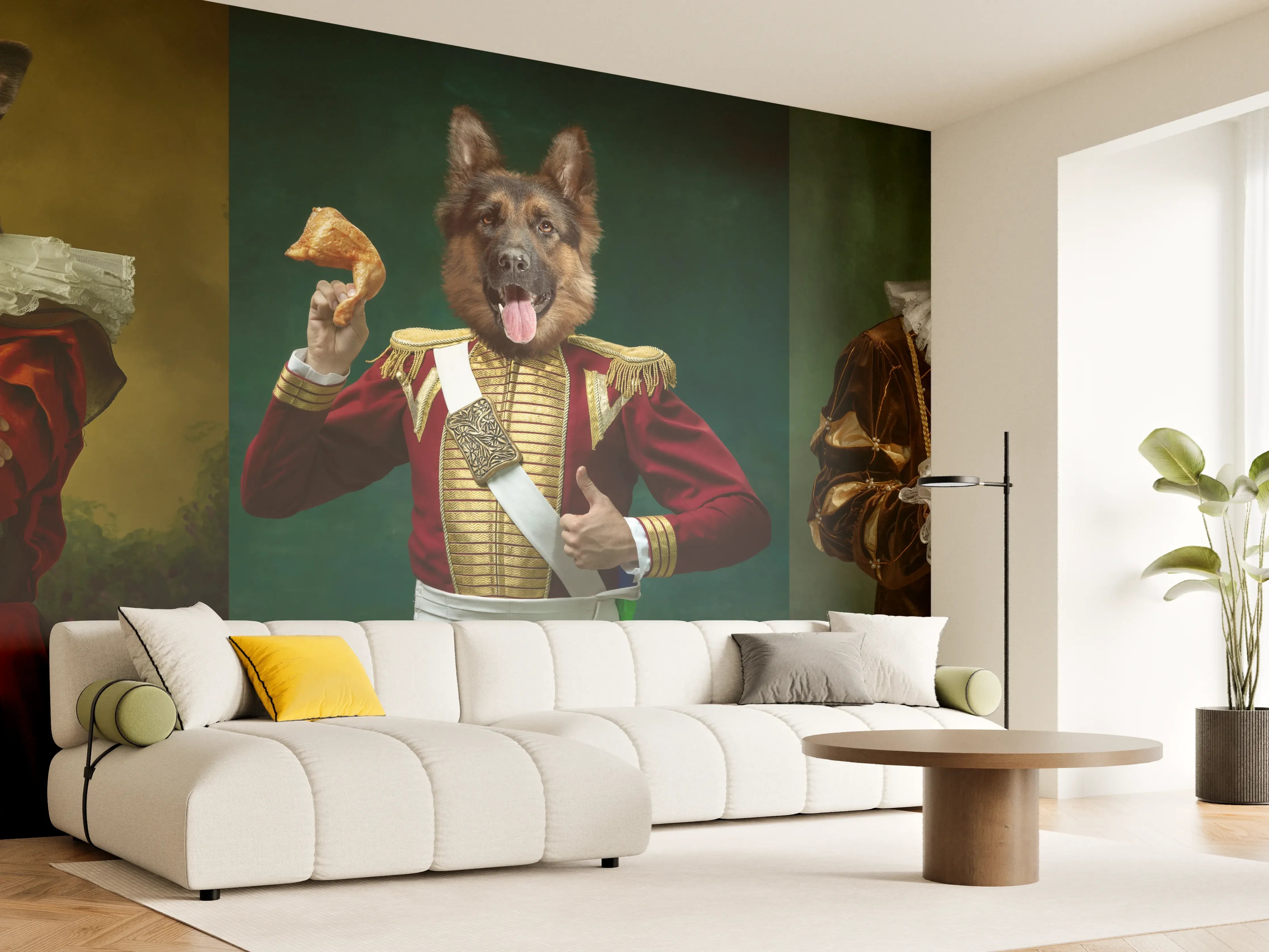 Wandverkleidung Wohnzimmer - Mittelalterliche Hundekopf Porträts