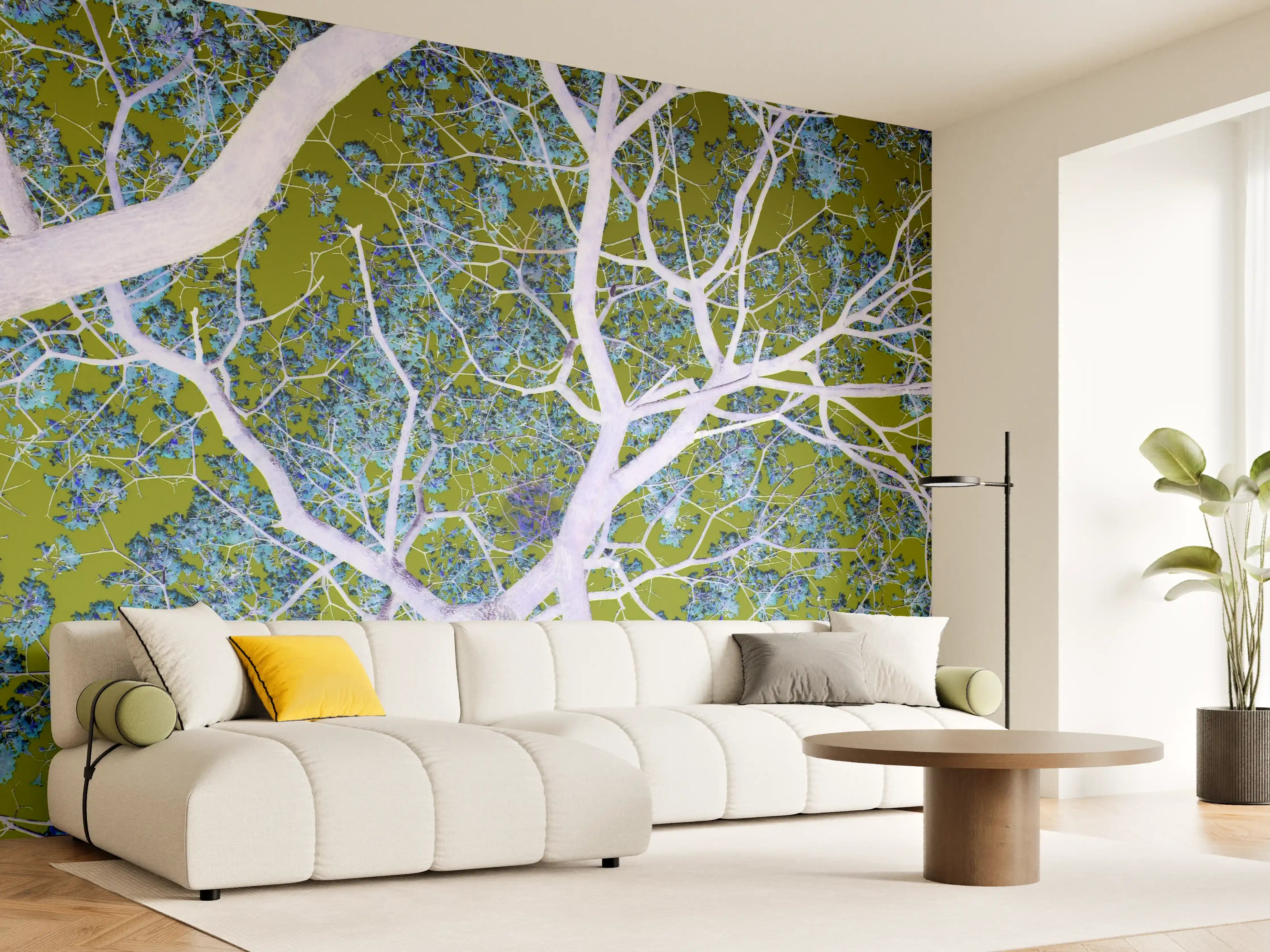 Wandverkleidung Wohnzimmer - Moderne Baumkunst in Digitalfarben