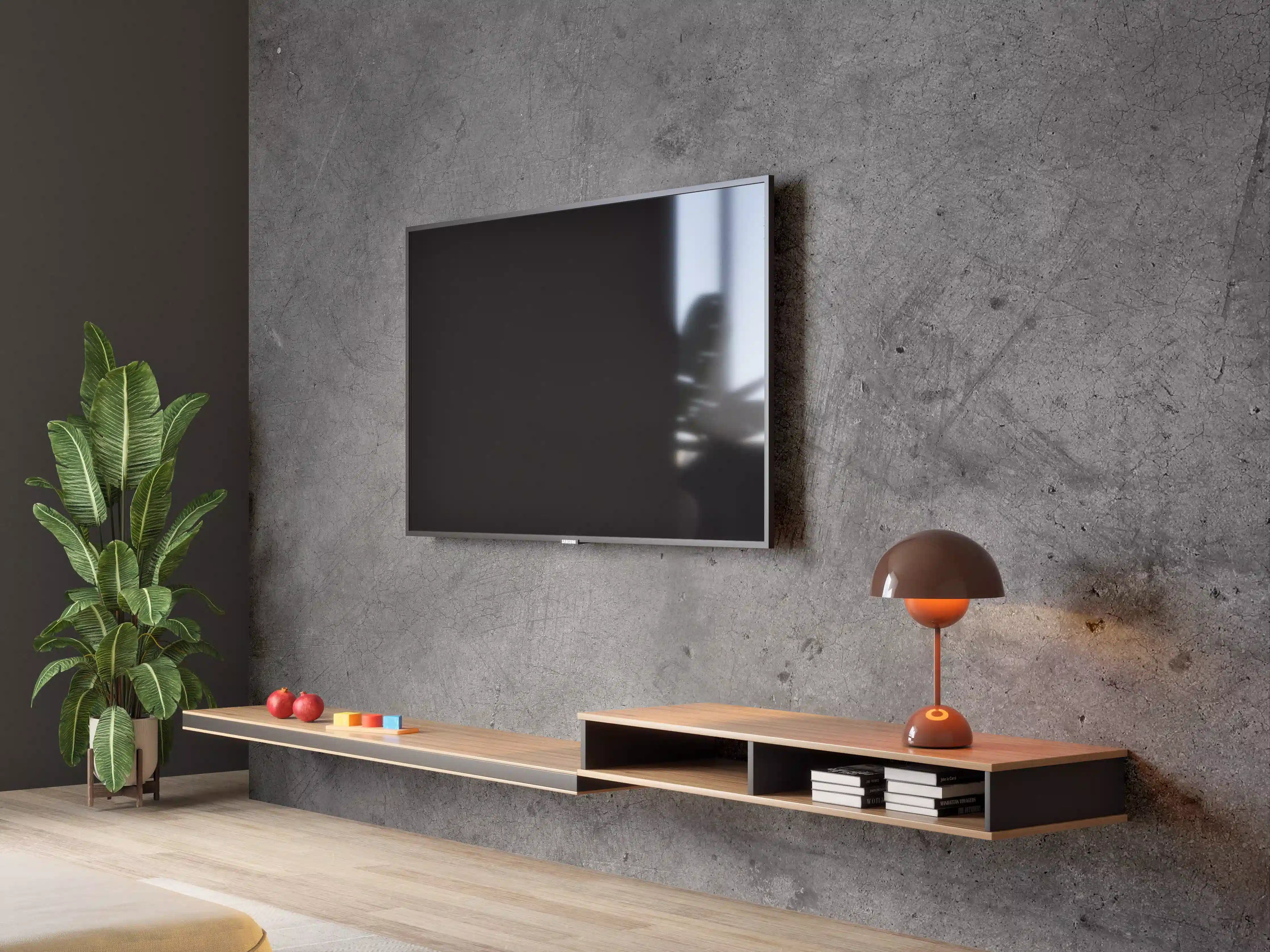 Wandverkleidung Wohnzimmer - Moderne Betonoptik Fliese