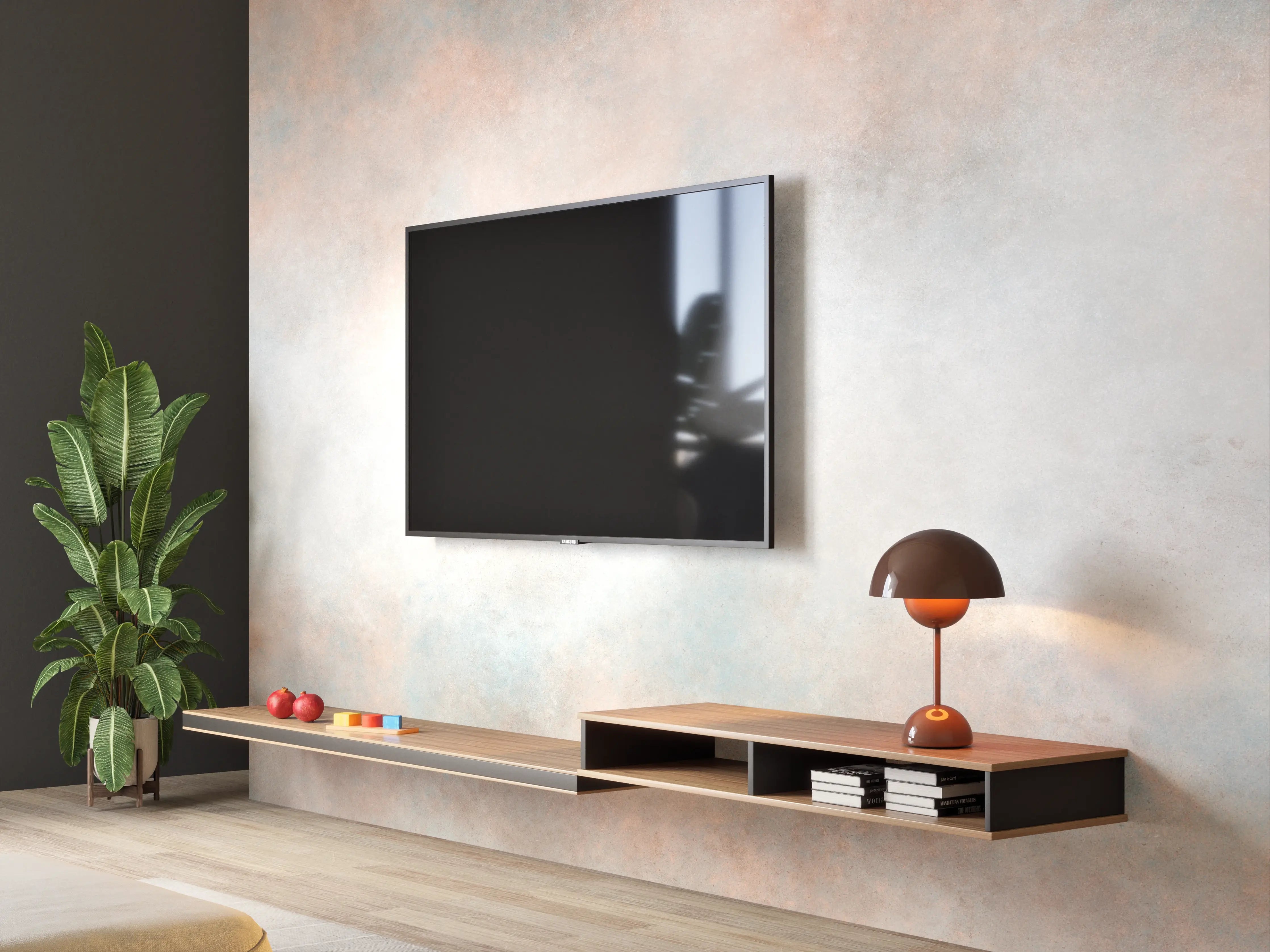 Wandverkleidung Wohnzimmer - Moderne Farbpalette mit Braun- und Orangetönen