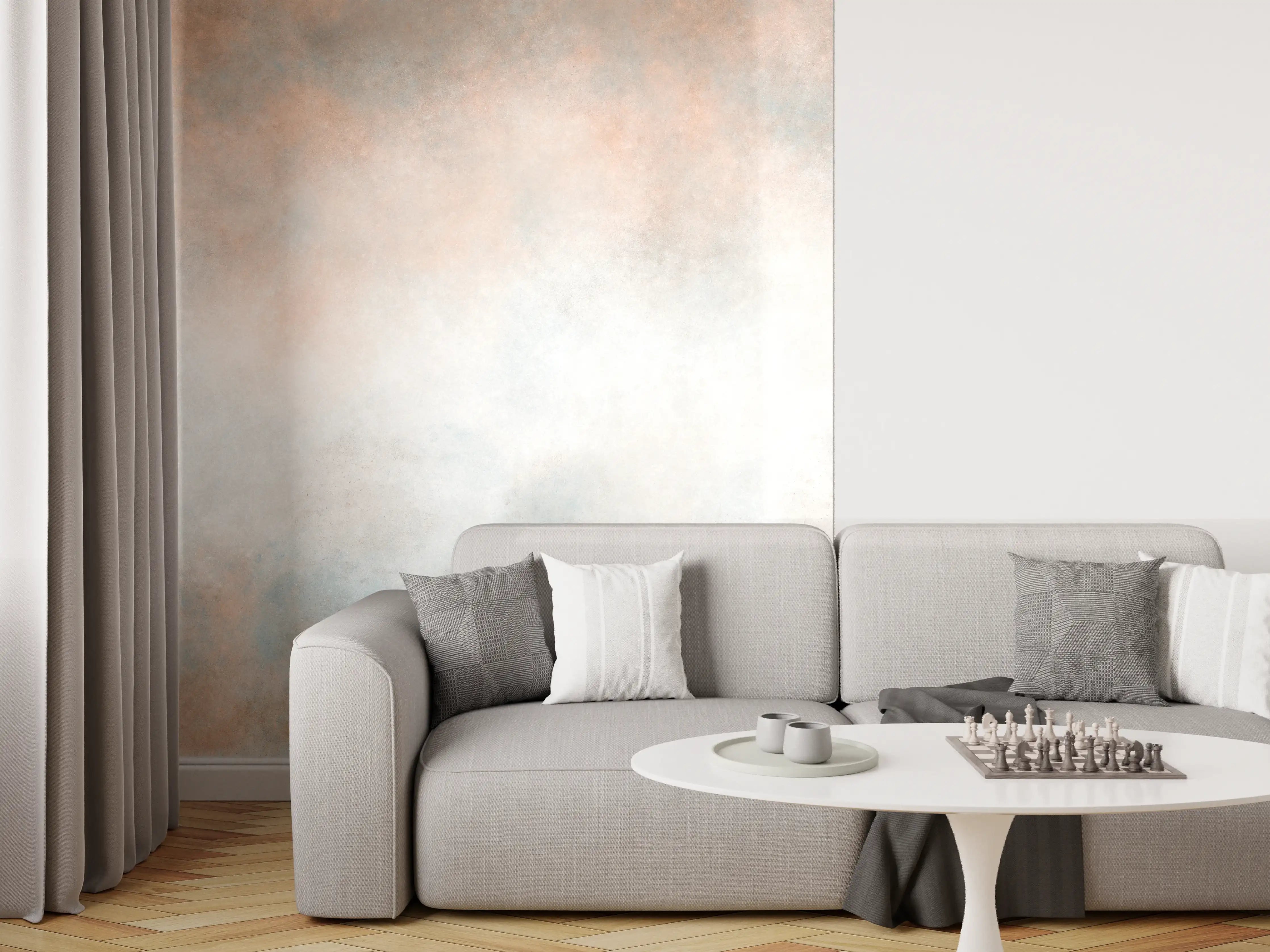 Wandverkleidung Wohnzimmer - Moderne Farbpalette mit Braun- und Orangetönen