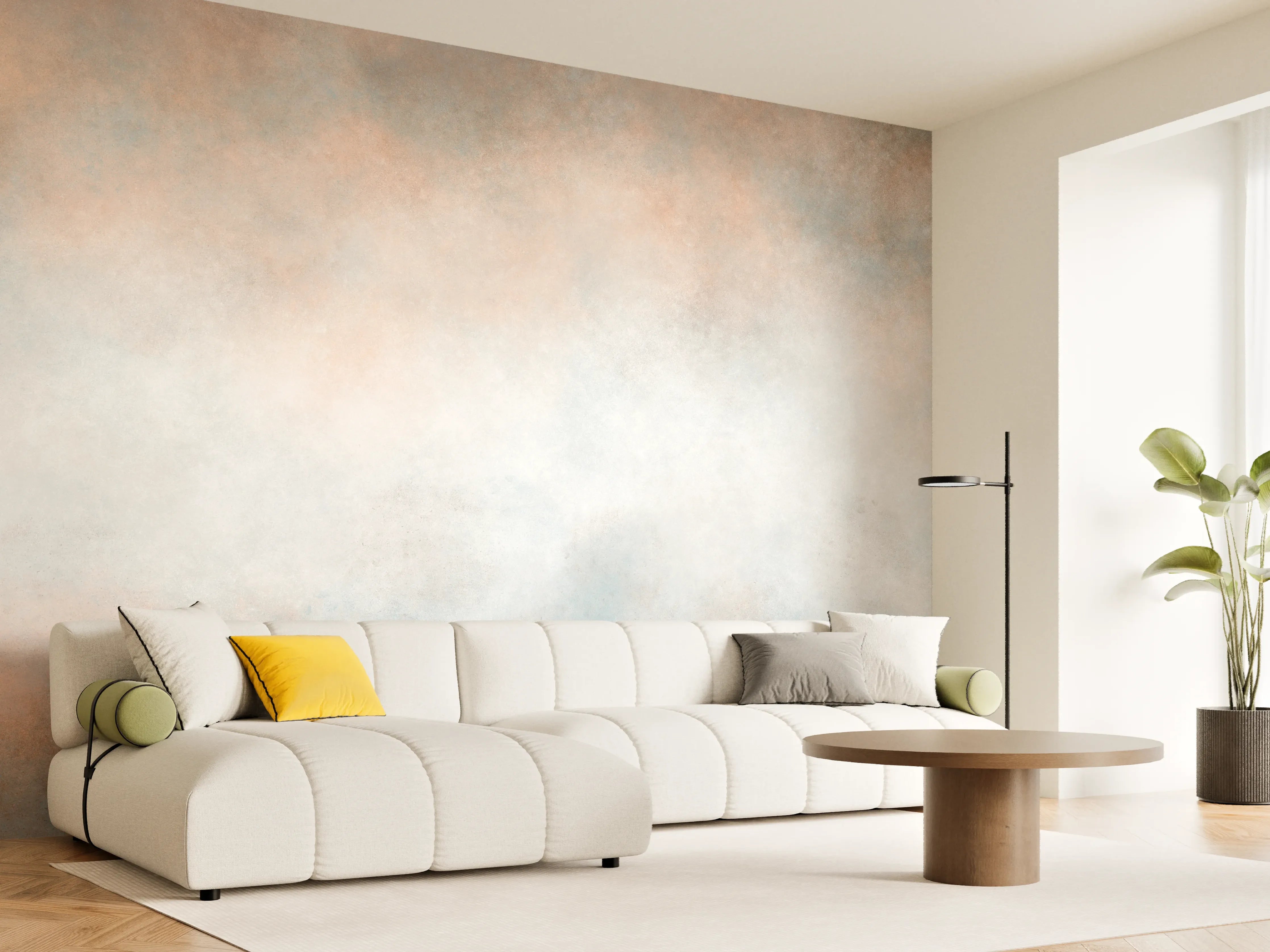 Wandverkleidung Wohnzimmer - Moderne Farbpalette mit Braun- und Orangetönen