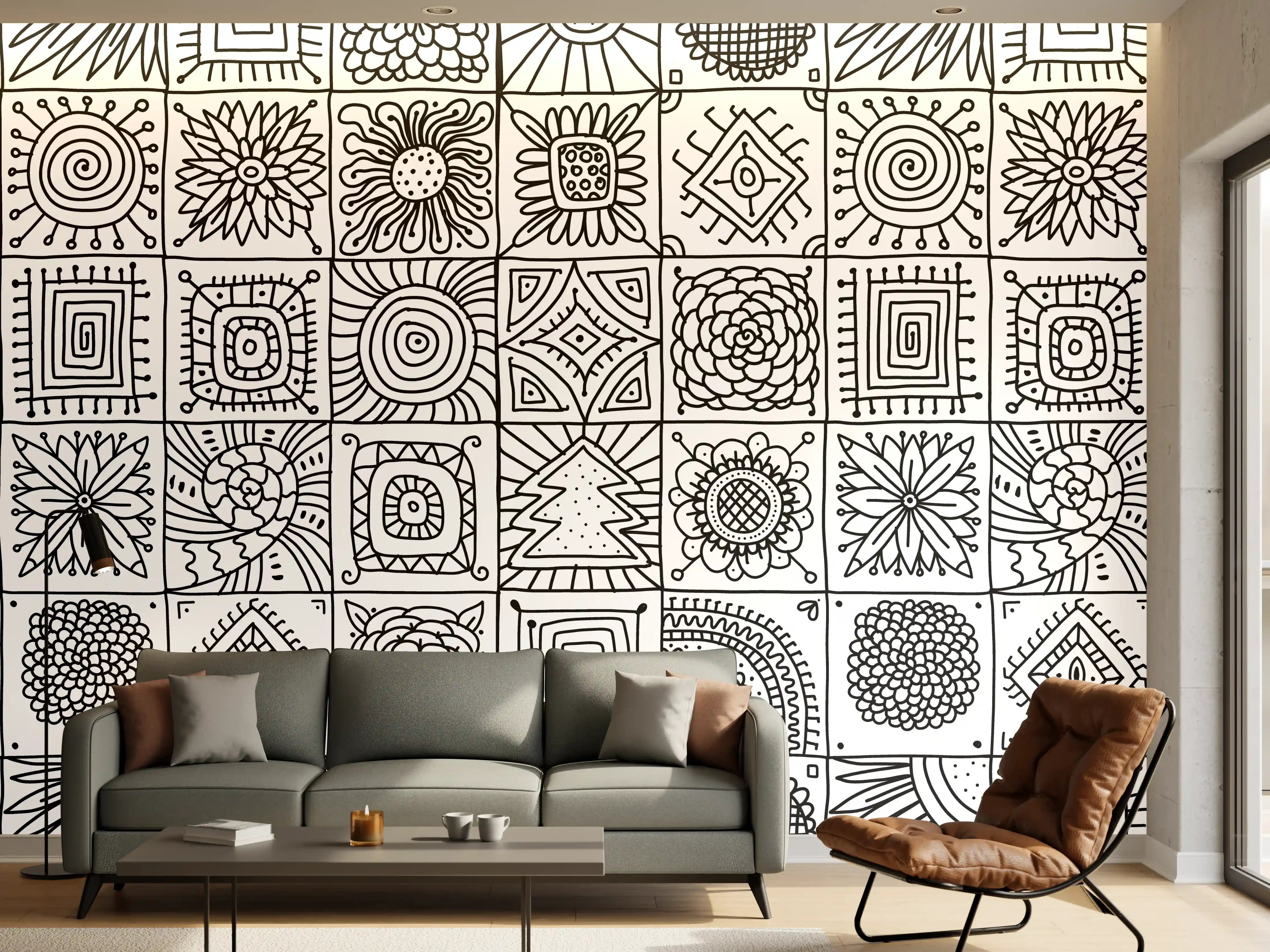 Wandverkleidung Wohnzimmer - Moderne Fliesen im eleganten Zickzack-Design