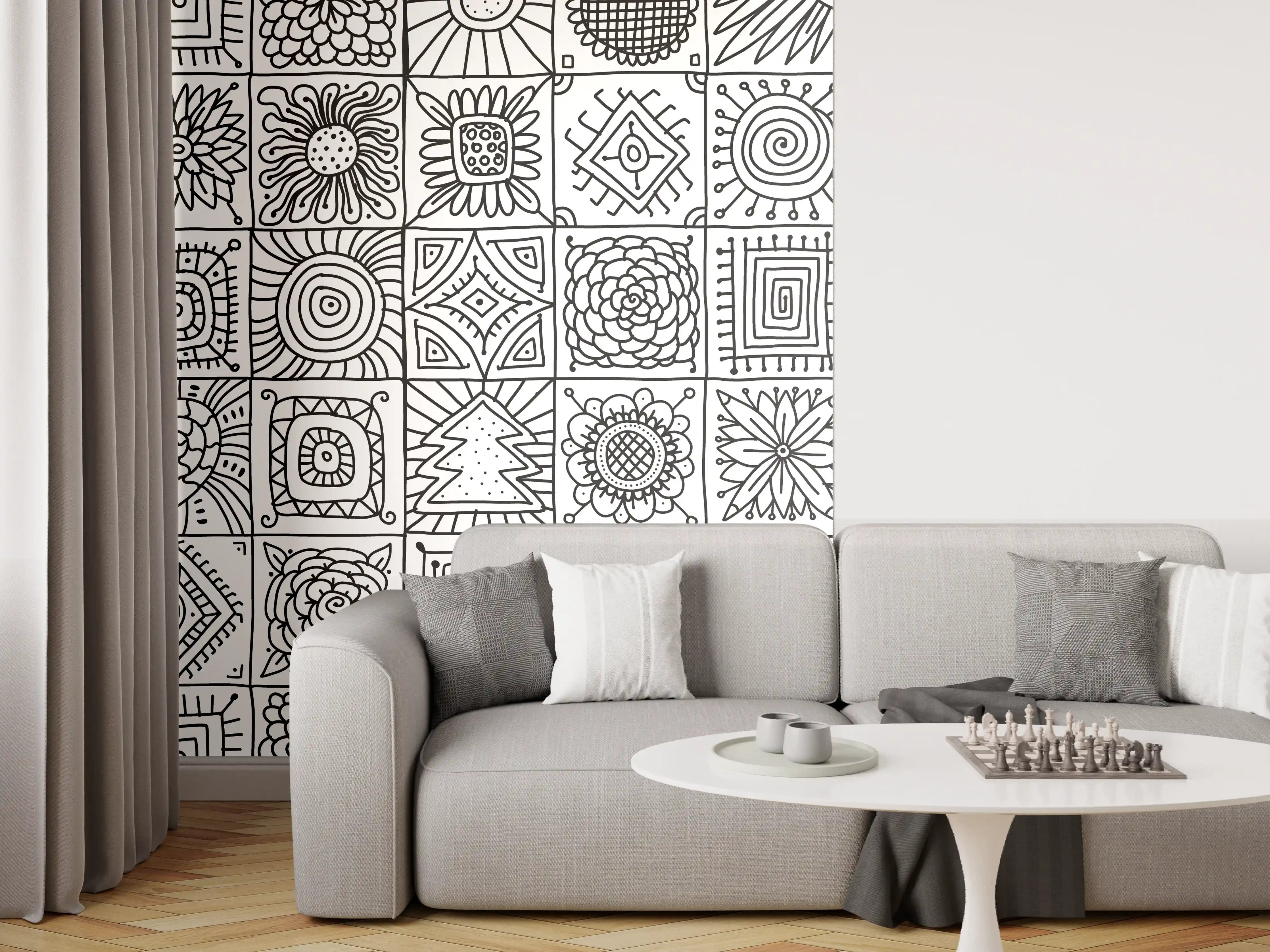 Wandverkleidung Wohnzimmer - Moderne Fliesen im eleganten Zickzack-Design