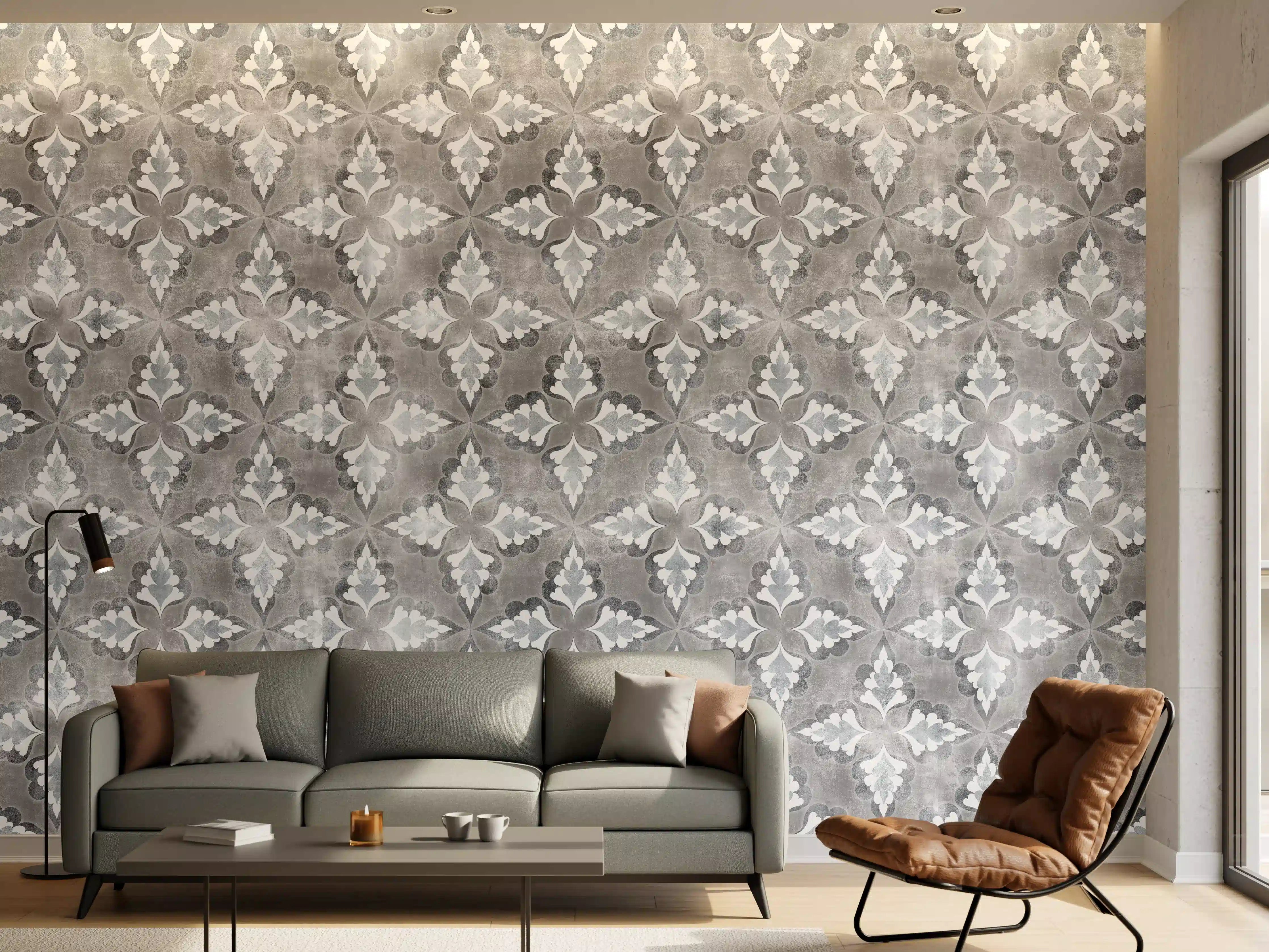 Wandverkleidung Wohnzimmer - Moderne Fliesen mit elegantem Muster