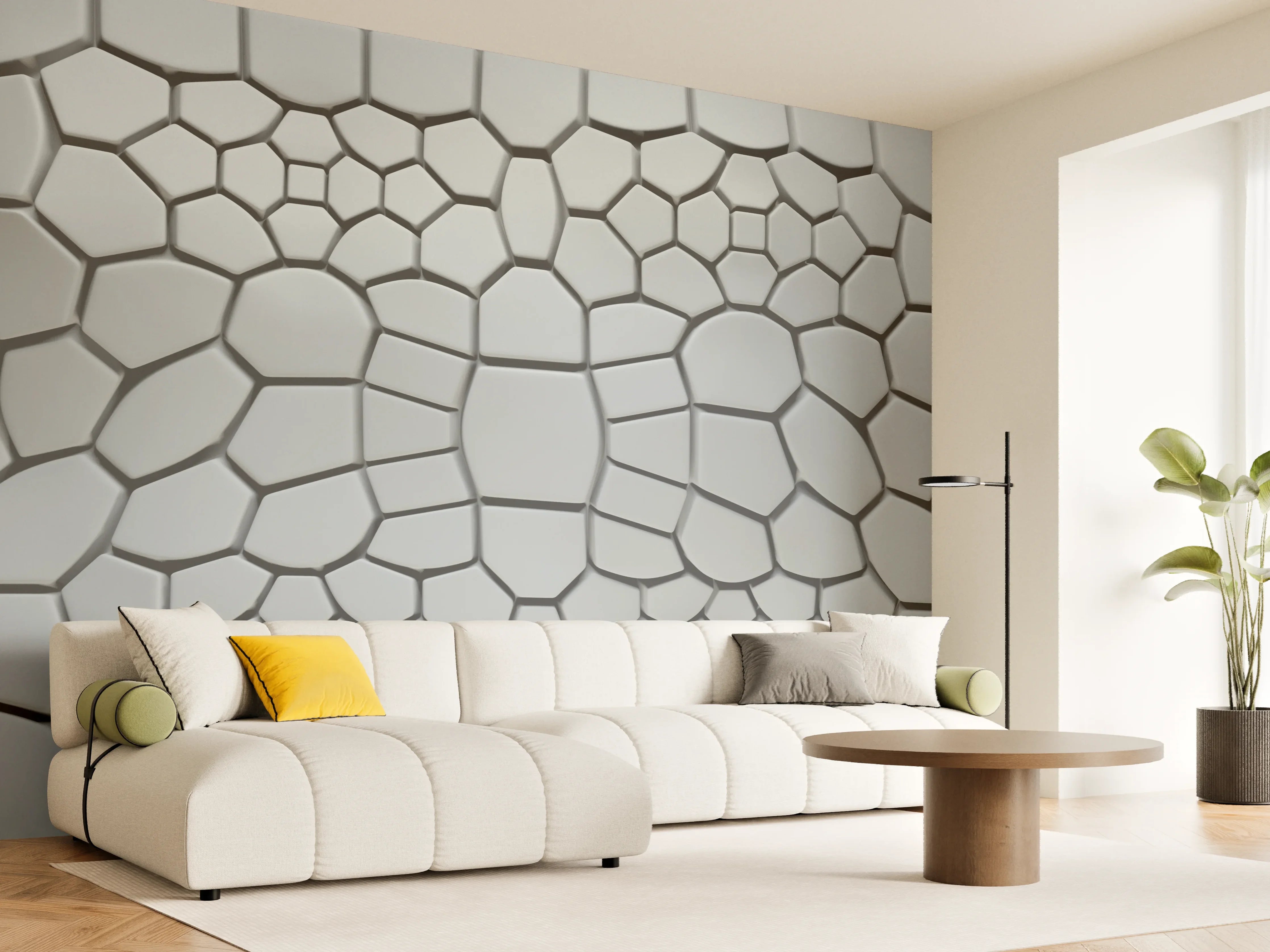 Wandverkleidung Wohnzimmer - Moderne Fliesenstruktur in Grau - Elegantes Design