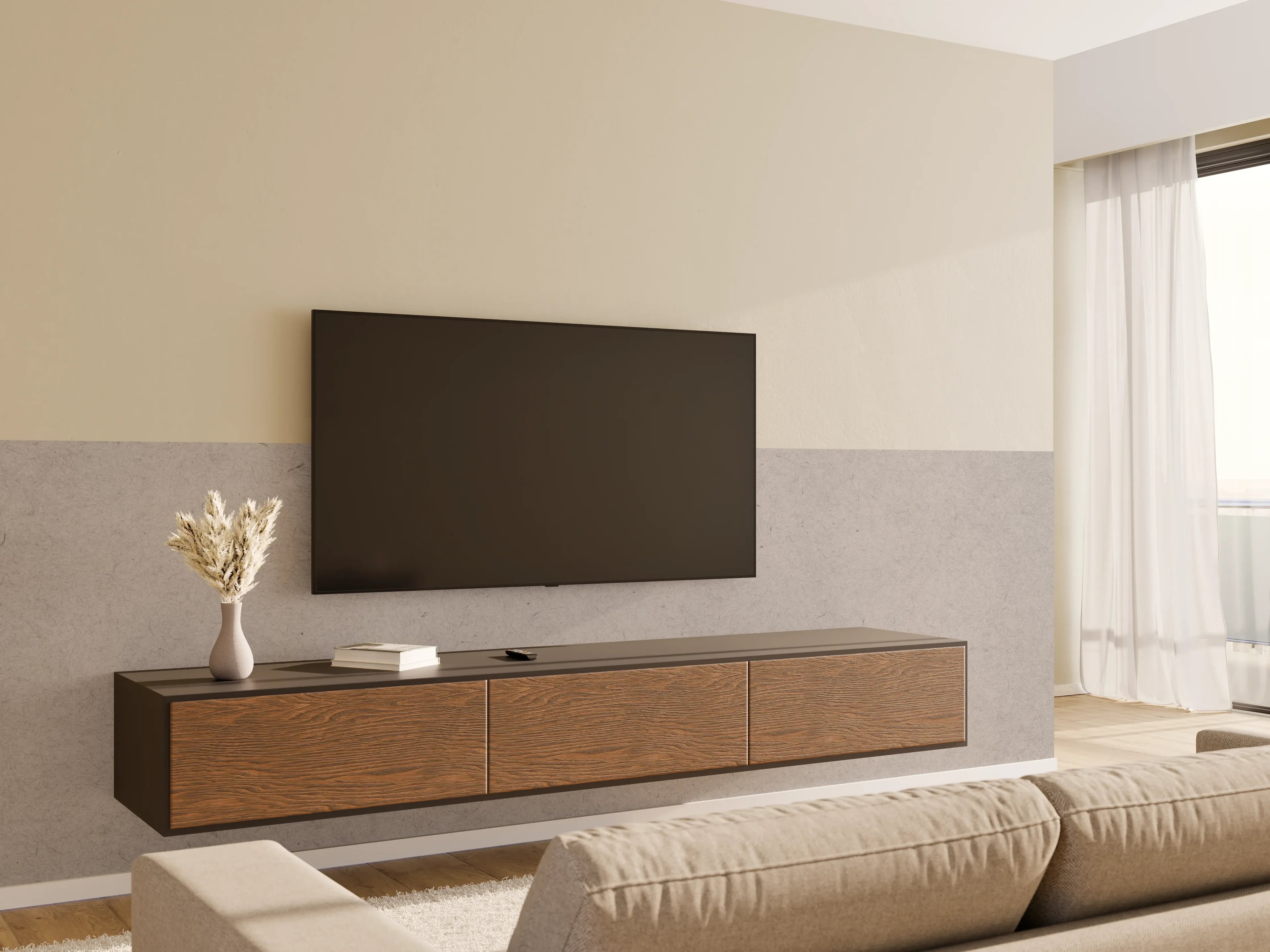 Wandverkleidung Wohnzimmer - Moderne Grau Fliesen