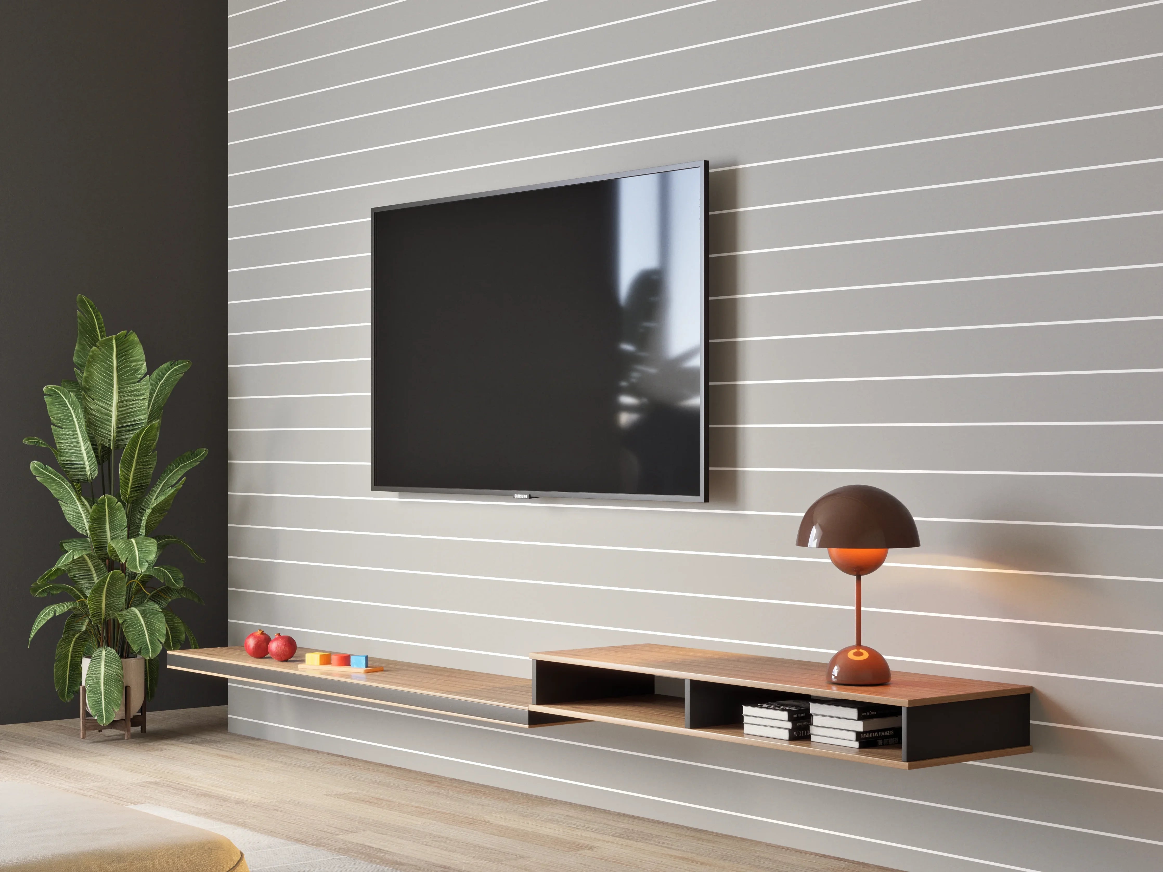 Wandverkleidung Wohnzimmer - Moderne Grautöne mit Linienmuster