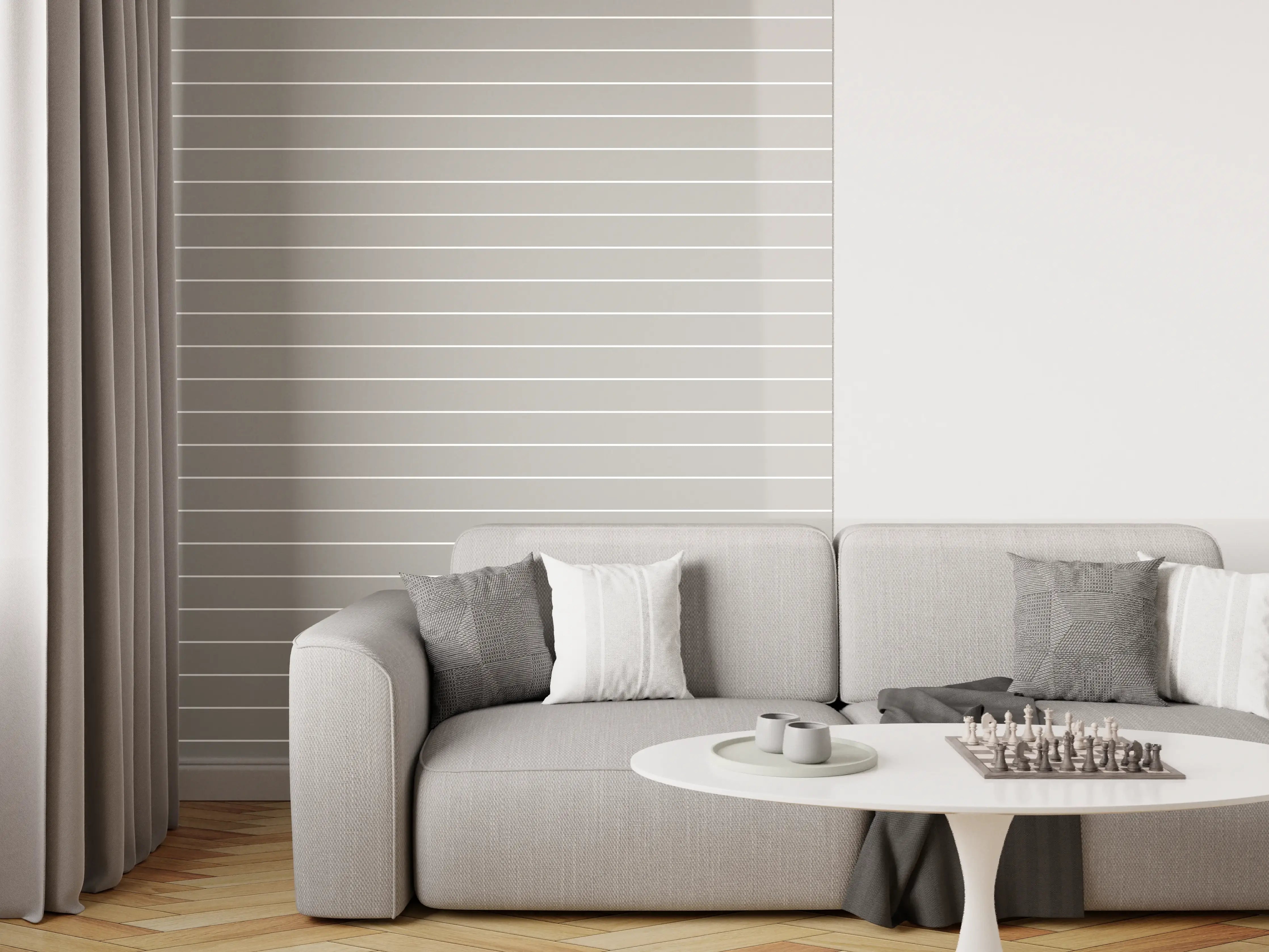 Wandverkleidung Wohnzimmer - Moderne Grautöne mit Linienmuster