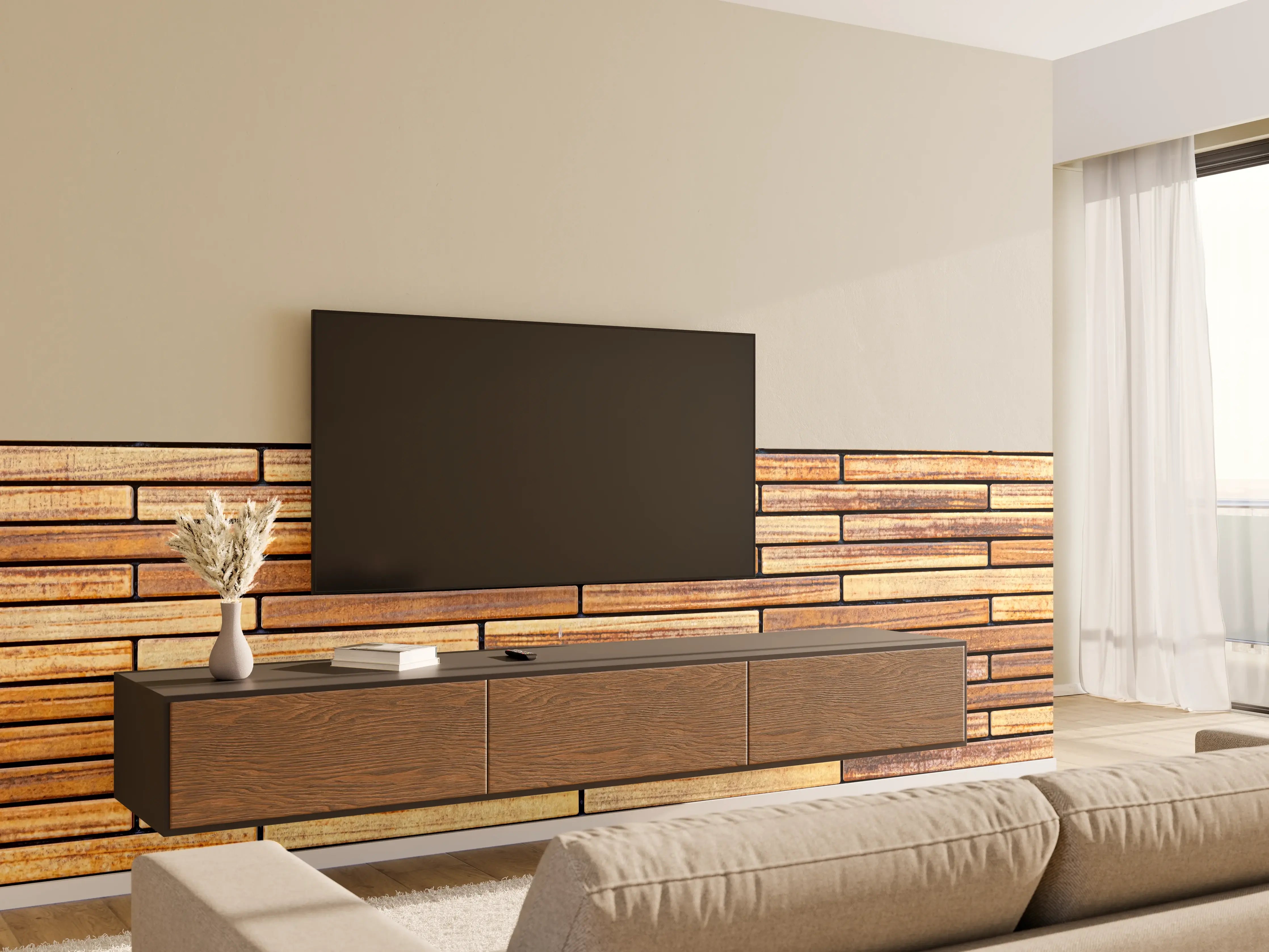 Wandverkleidung Wohnzimmer - Moderne Holzverkleidung