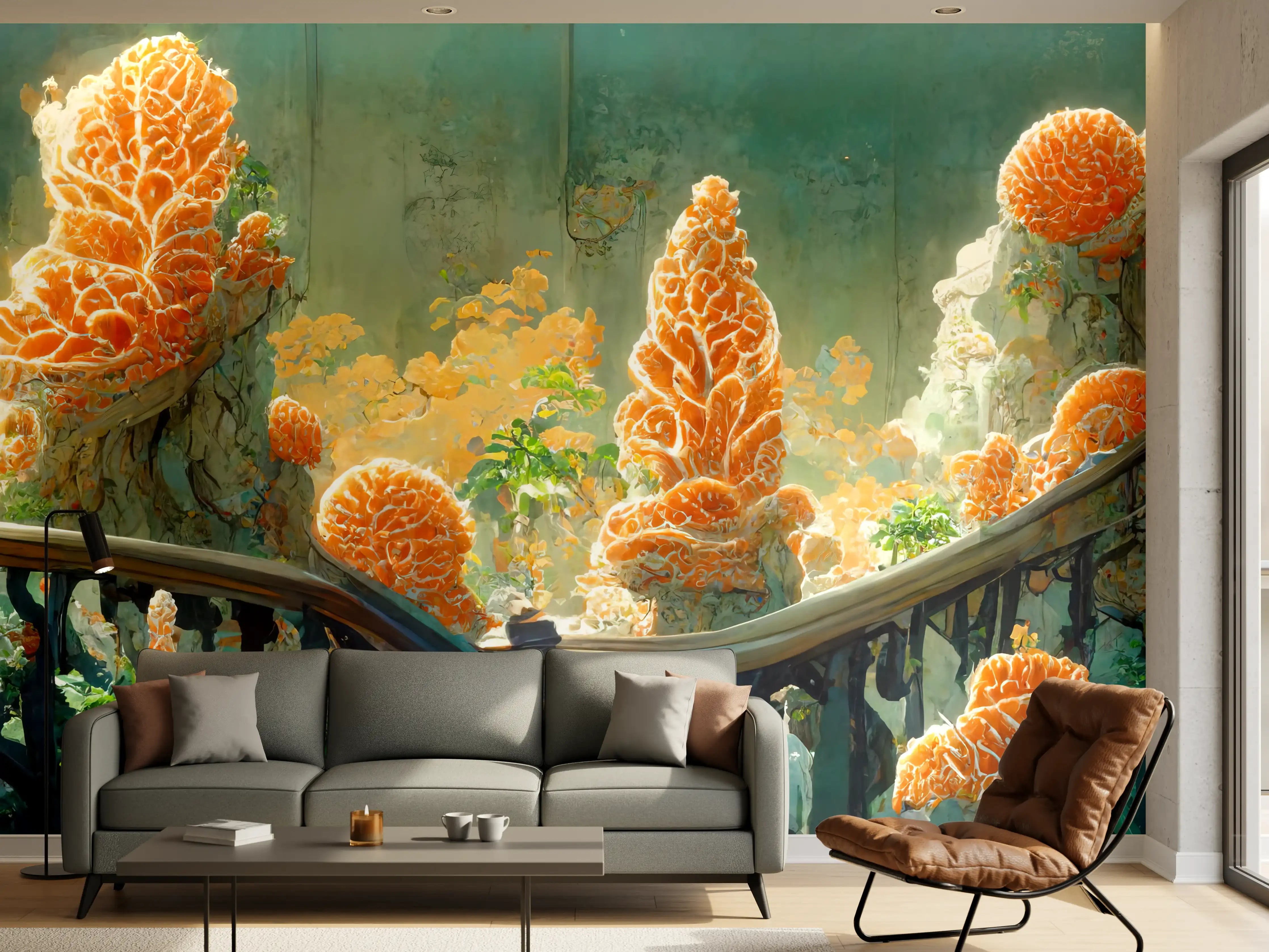 Wandverkleidung Wohnzimmer - Moderne Kunst - Kakteen