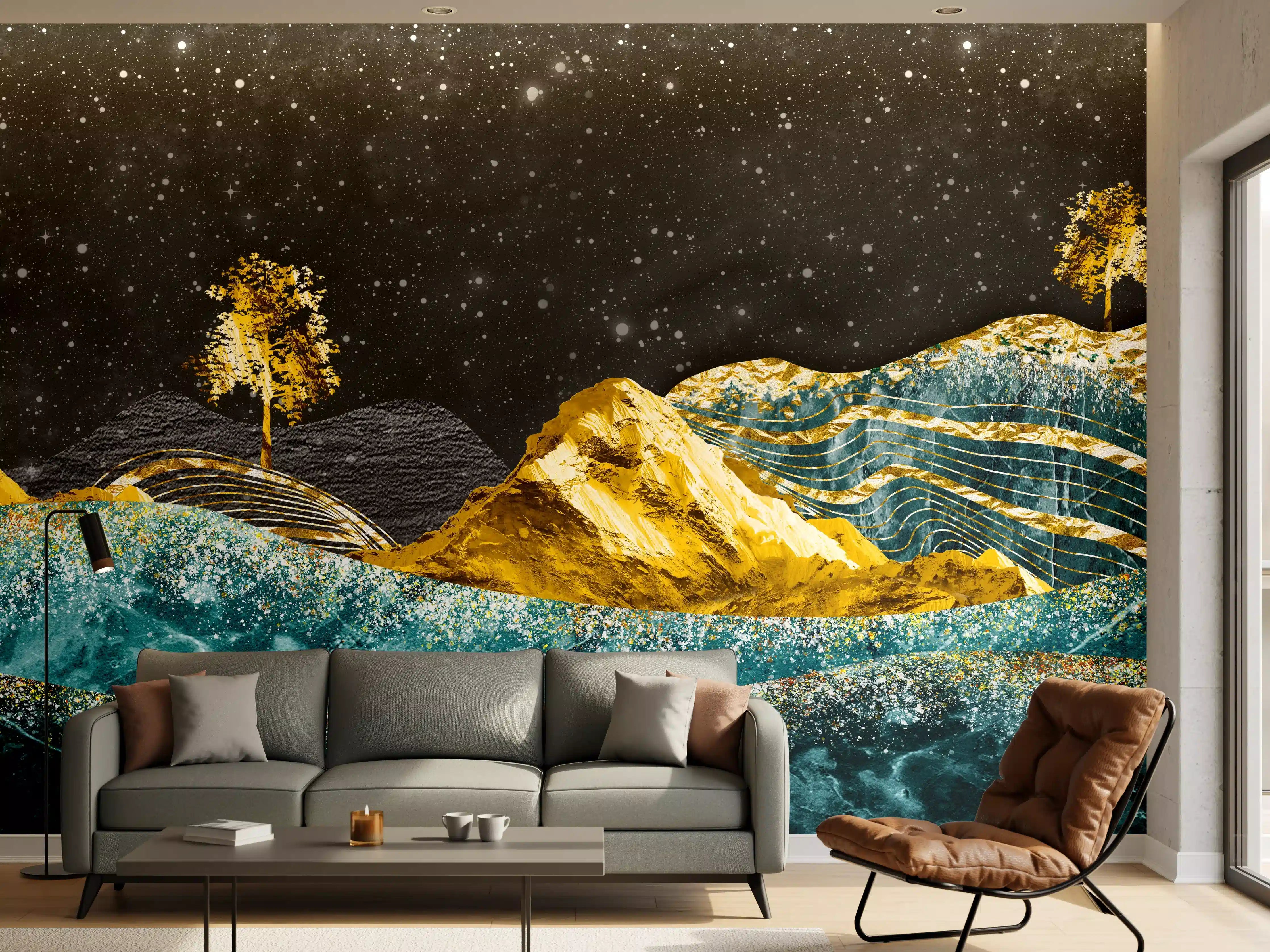 Wandverkleidung Wohnzimmer - Moderne Kunst - Landschaft