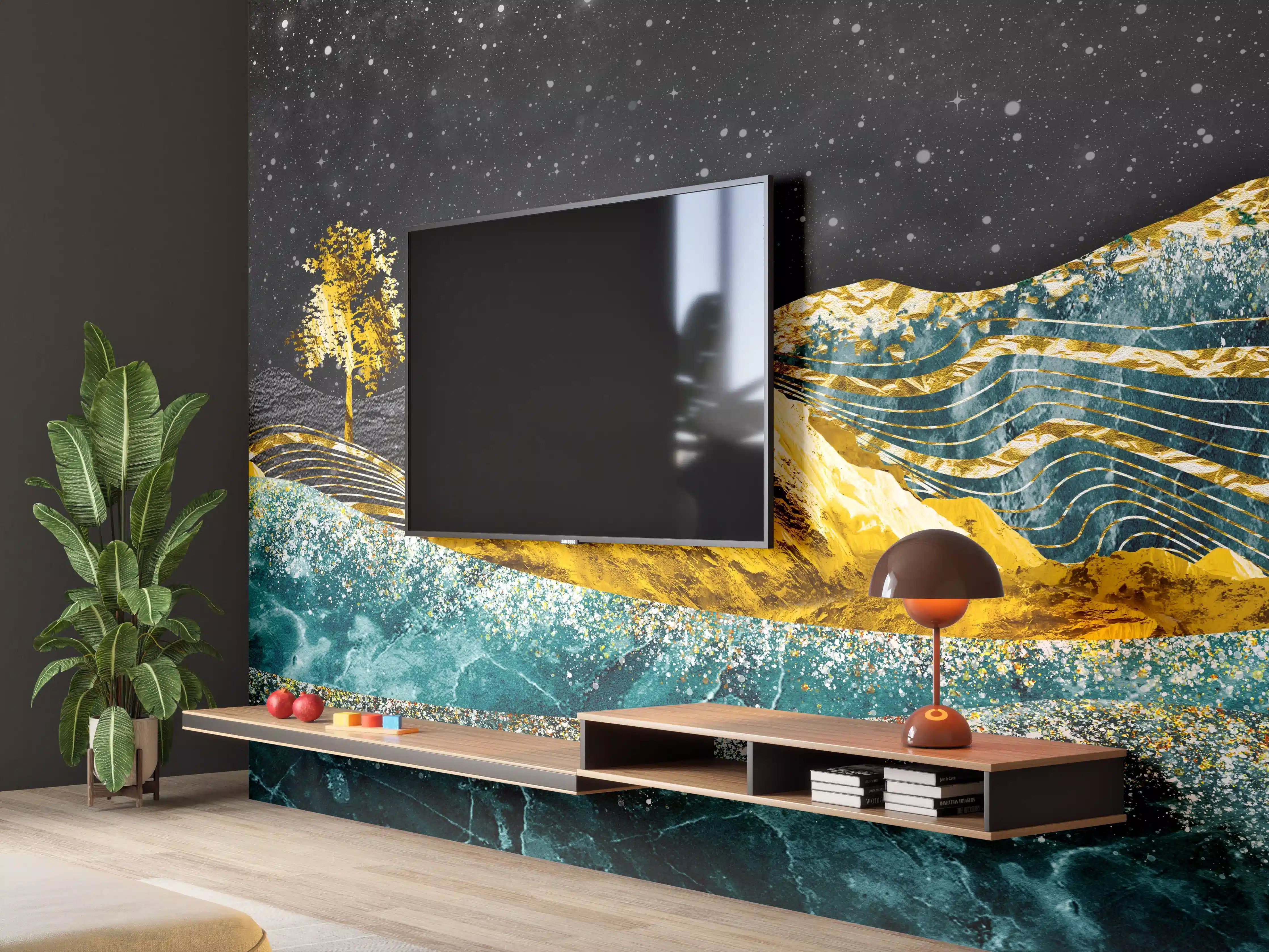 Wandverkleidung Wohnzimmer - Moderne Kunst - Landschaft