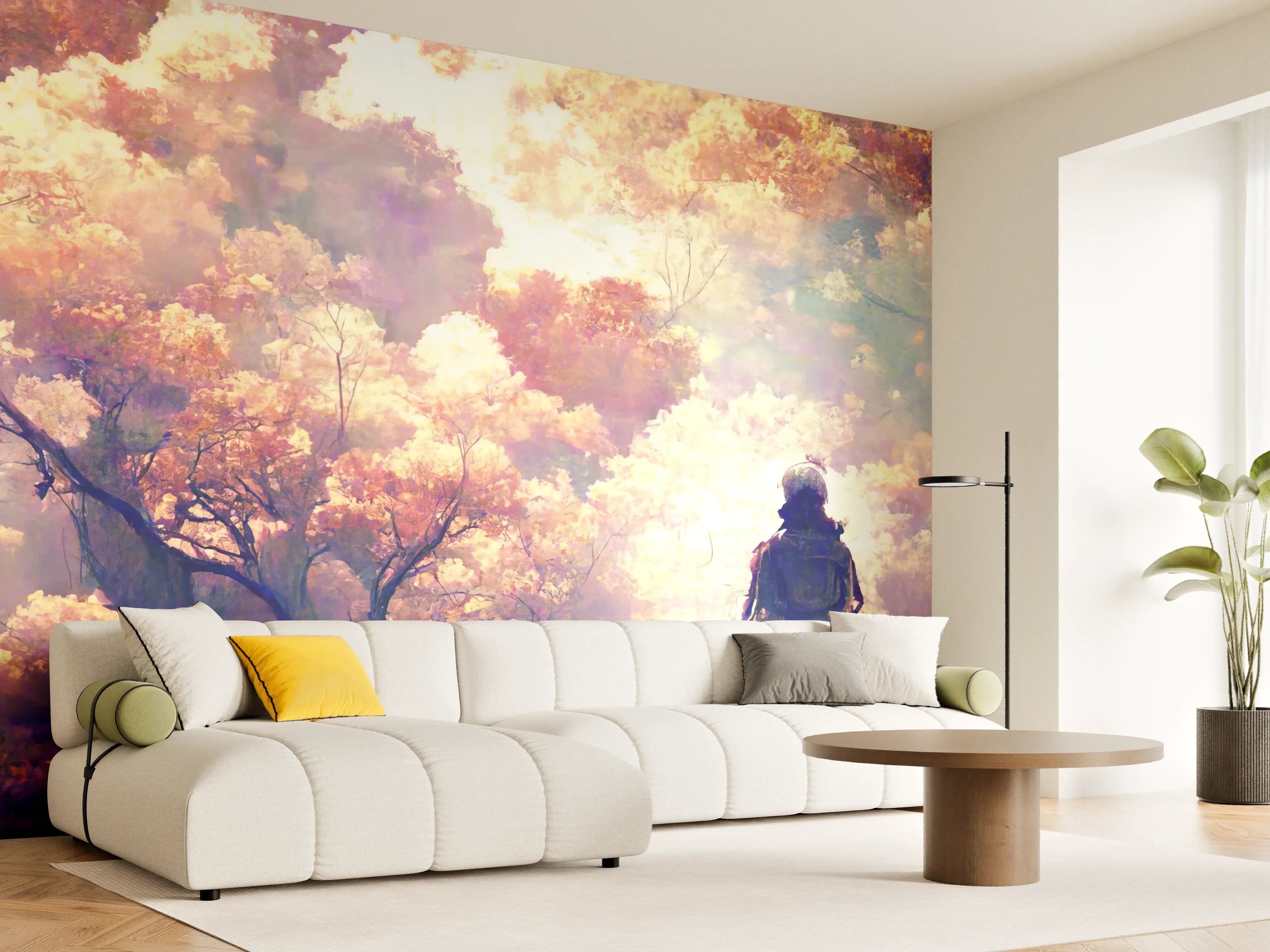 Wandverkleidung Wohnzimmer - Moderne Kunst - Person in den Wäldern