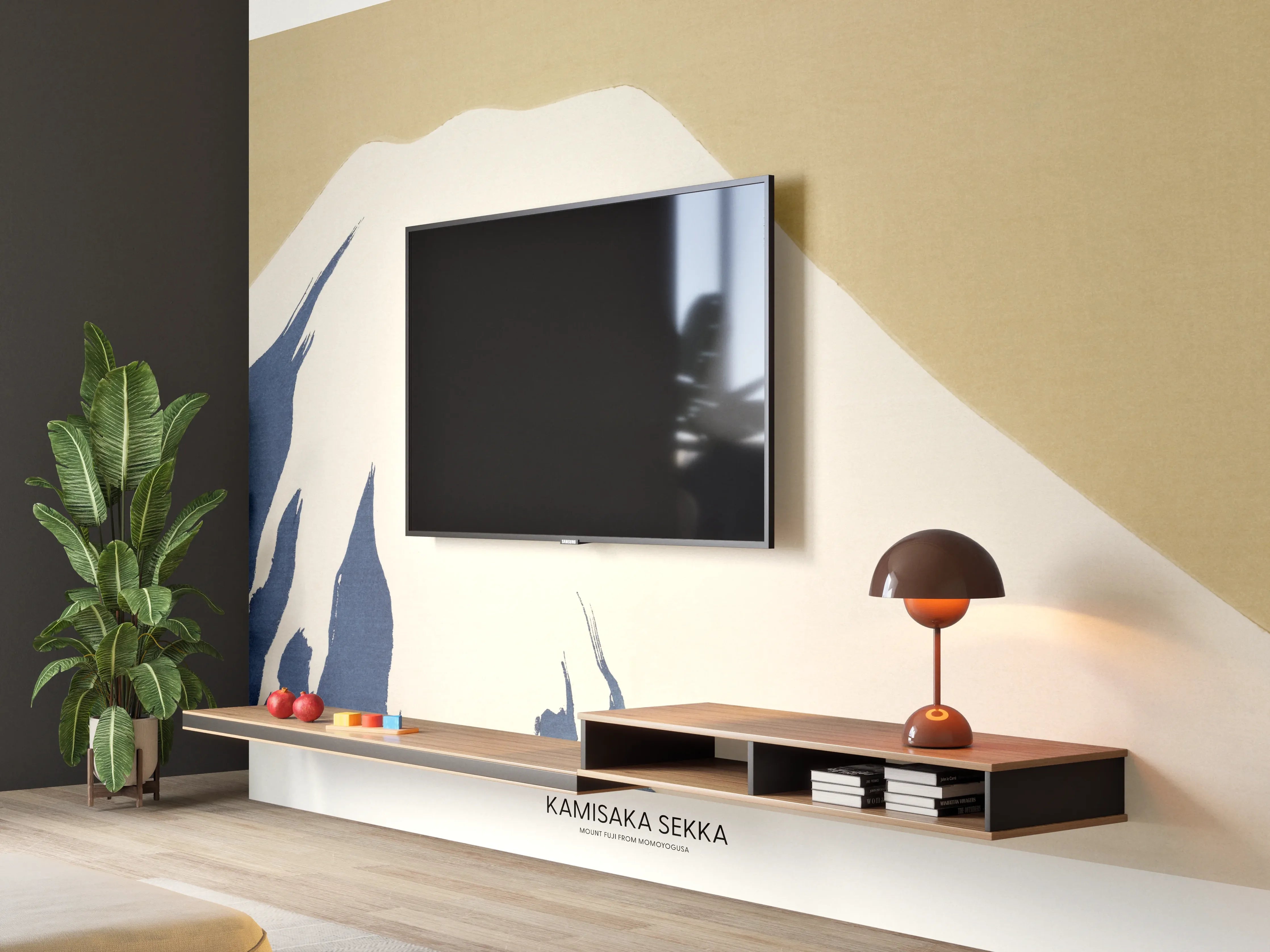 Wandverkleidung Wohnzimmer - Moderne Kunst Japanischer Berg