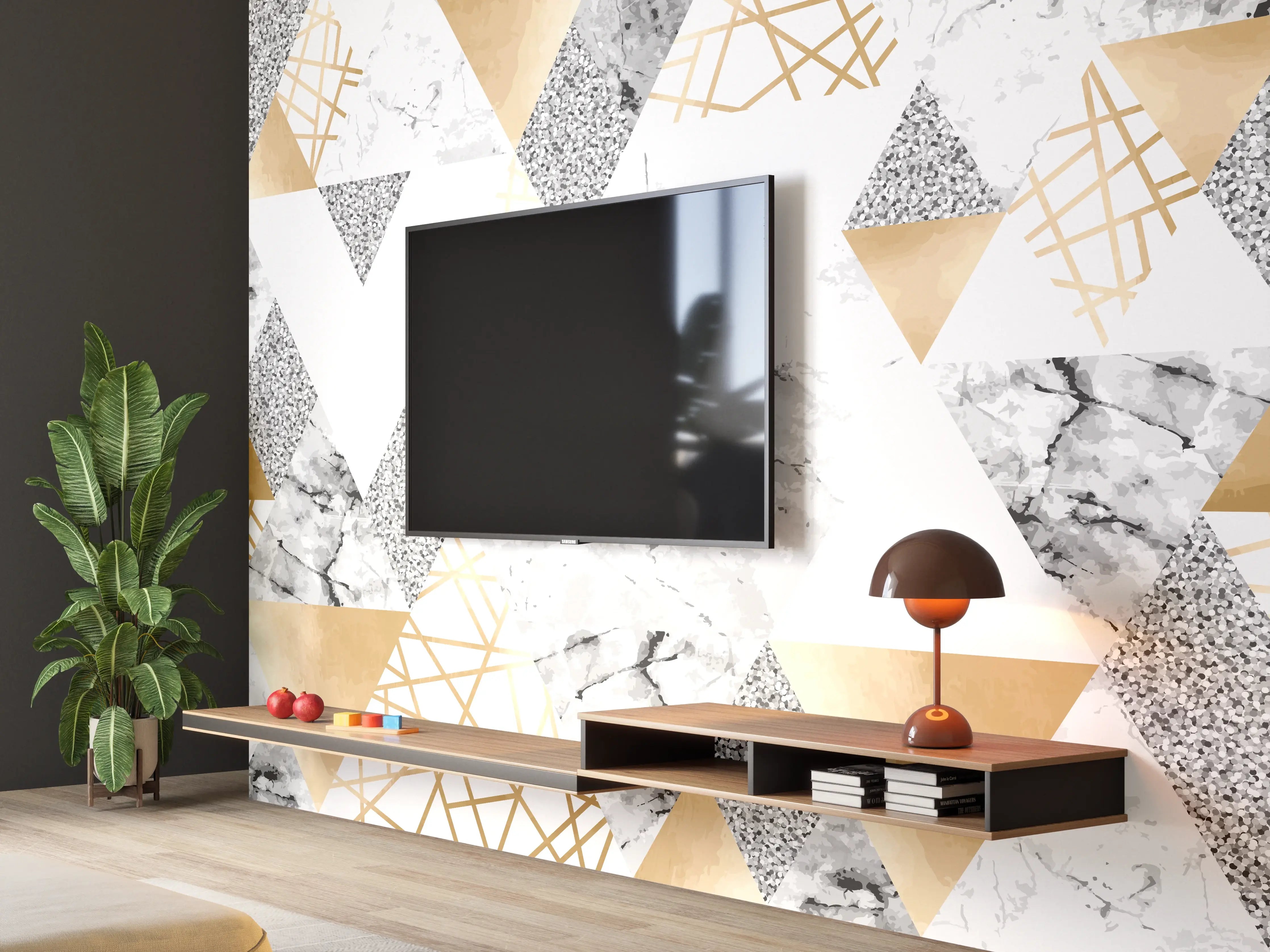 Wandverkleidung Wohnzimmer - Moderne Marmor- und Gold-Designs für dein Zuhause
