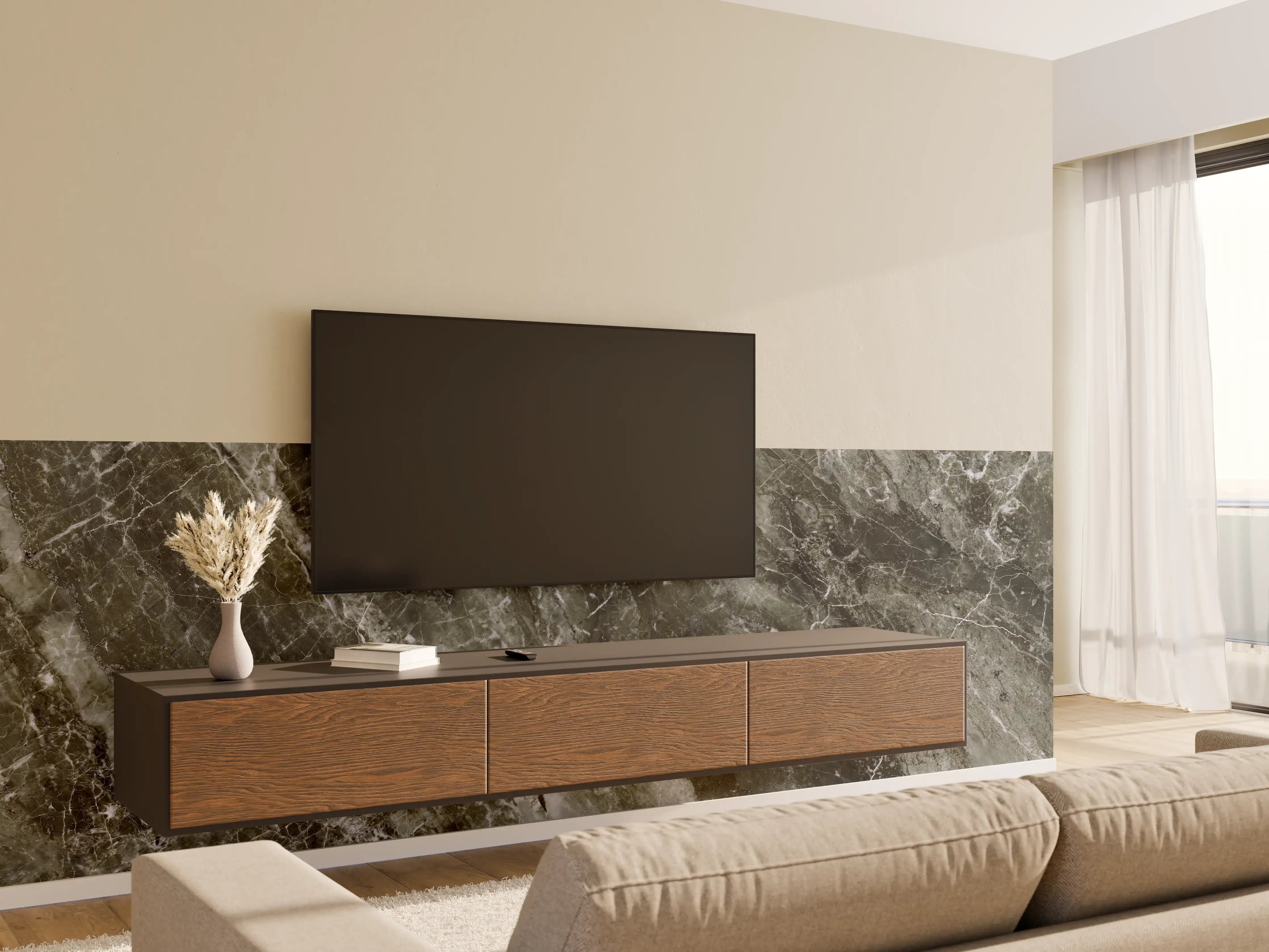 Wandverkleidung Wohnzimmer - Moderne Marmor Textur 