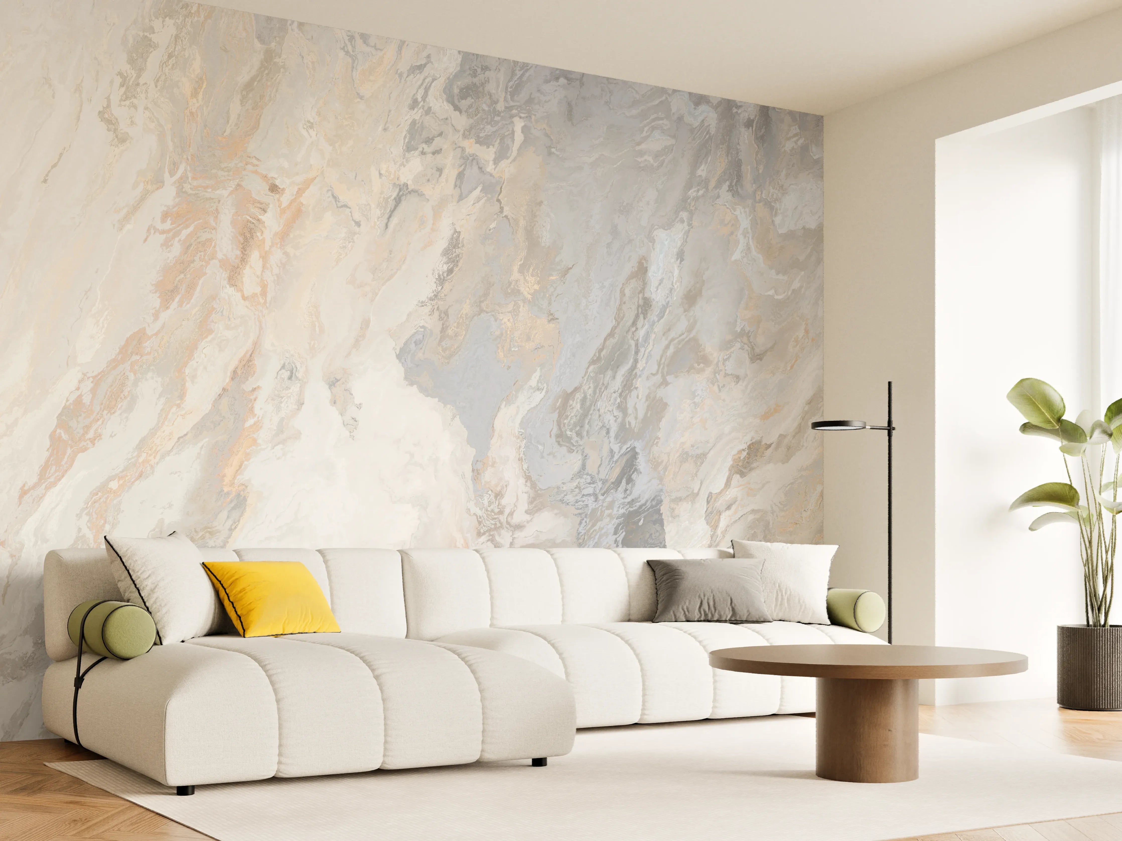 Wandverkleidung Wohnzimmer - Moderne Marmoroptikfliese
