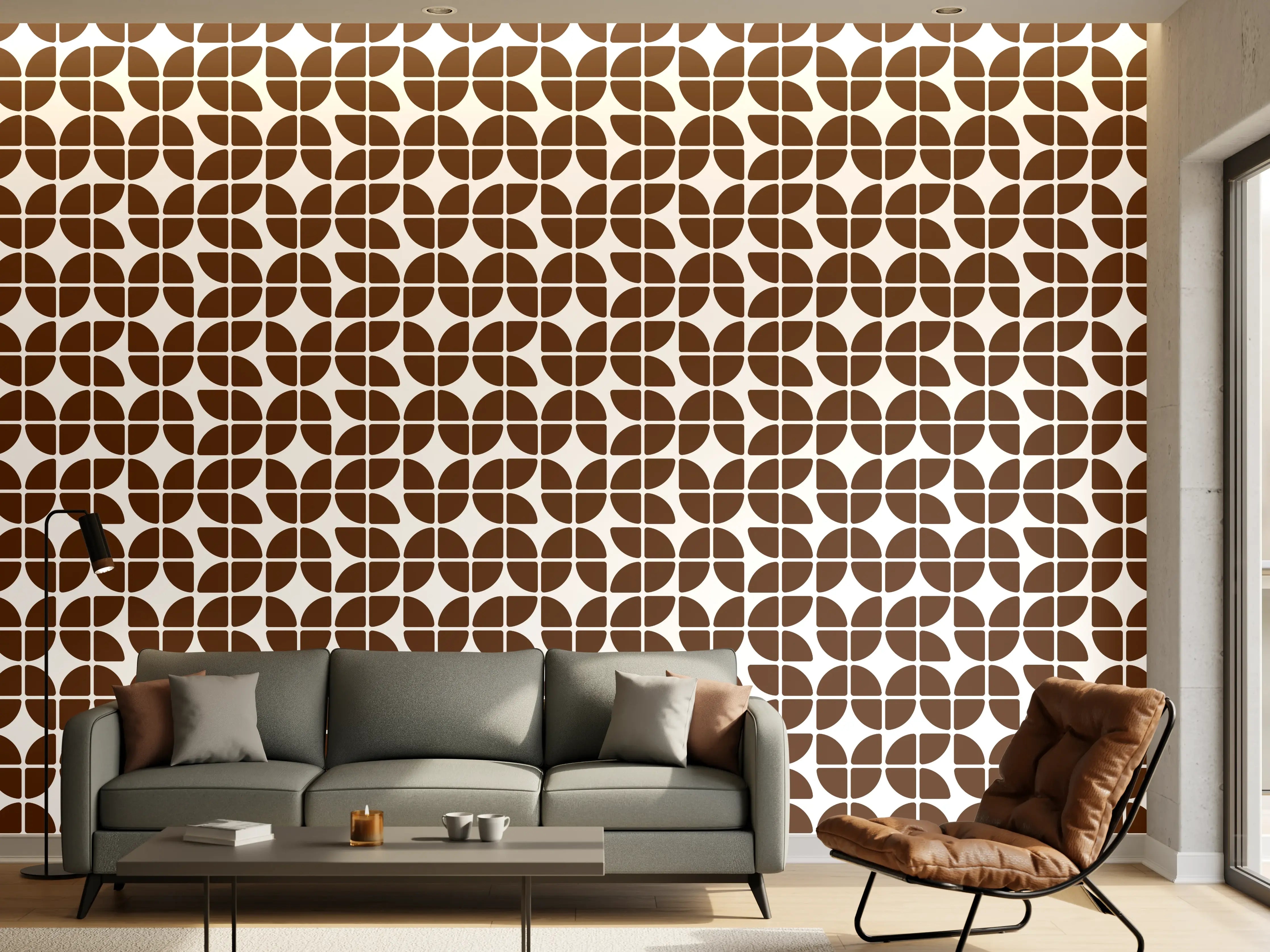 Wandverkleidung Wohnzimmer - Moderne Mosaik-Fliesen in Braun und Weiß