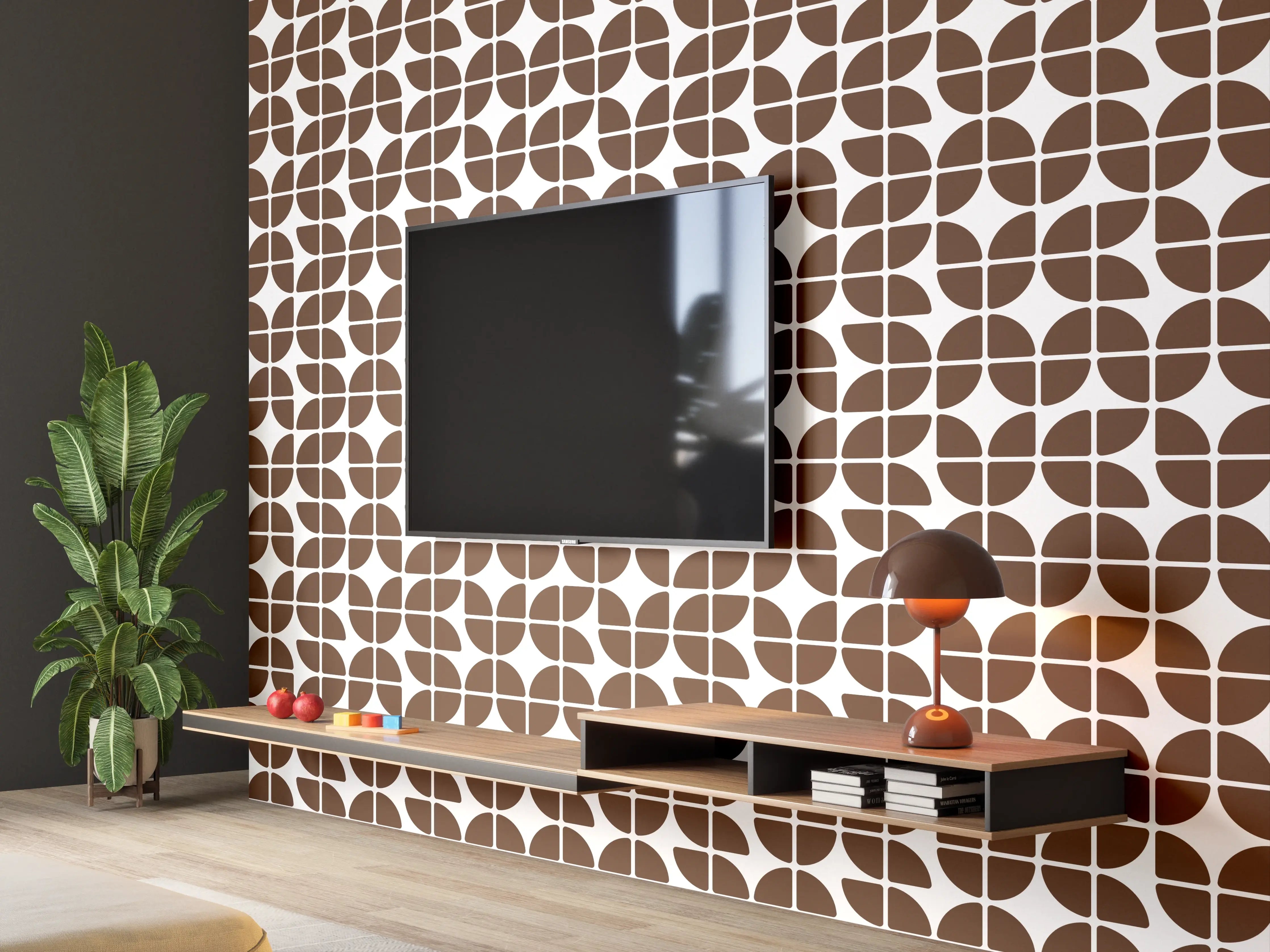 Wandverkleidung Wohnzimmer - Moderne Mosaik-Fliesen in Braun und Weiß