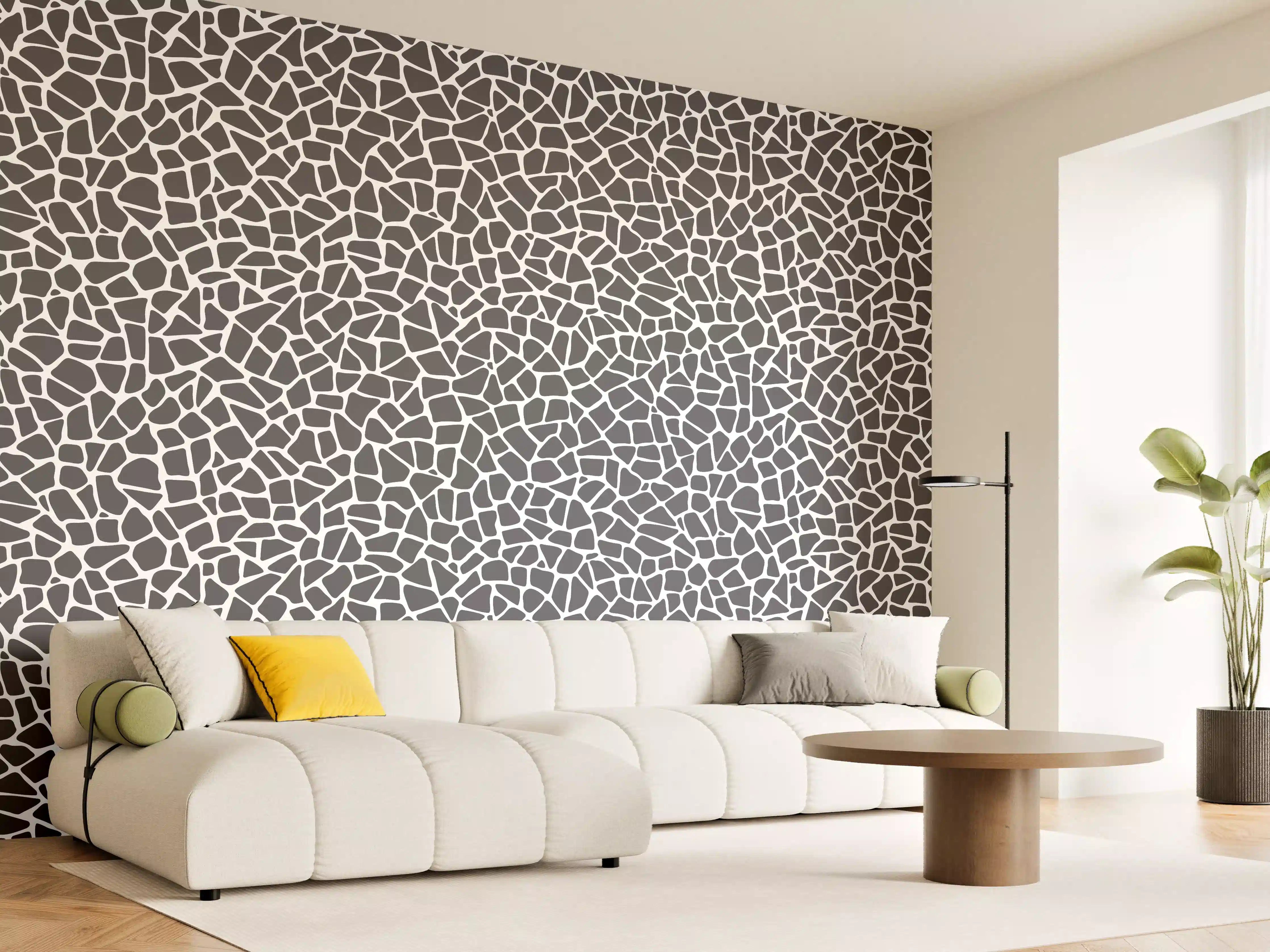 Wandverkleidung Wohnzimmer - Moderne Mosaik-Fliesenkunst in Schwarz-Weiß