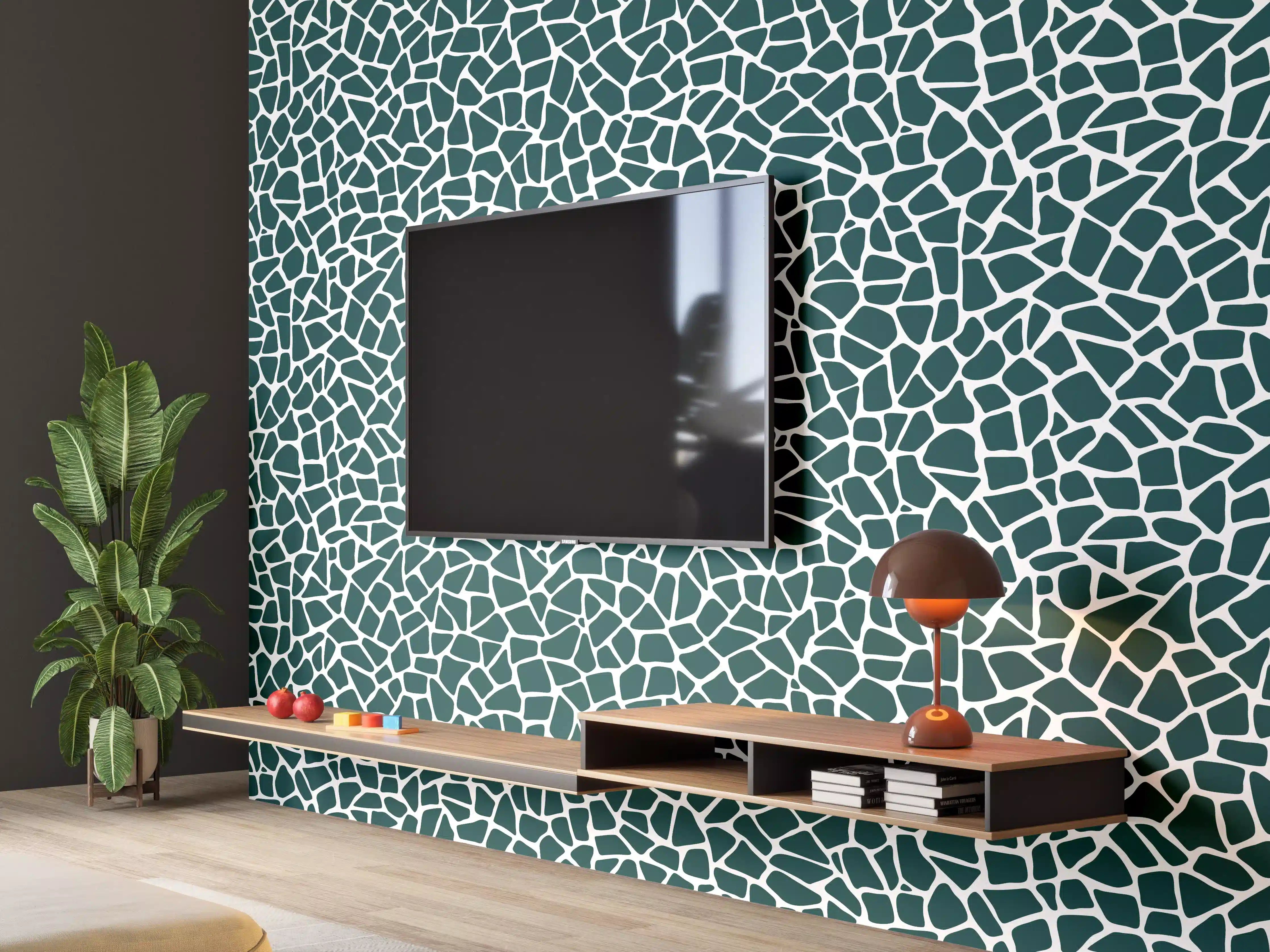 Wandverkleidung Wohnzimmer - Moderne Mosaik-Textur in Blau