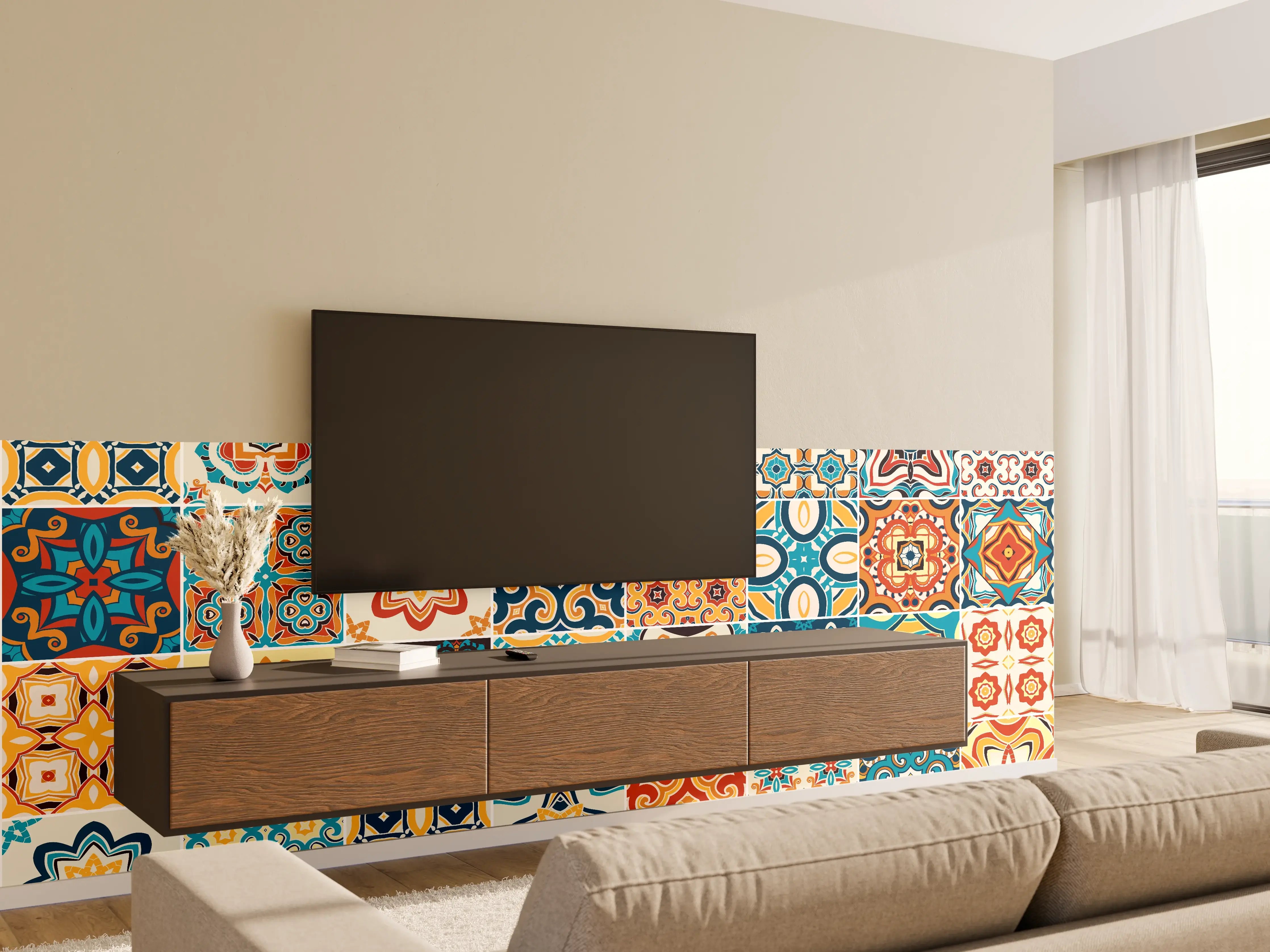 Wandverkleidung Wohnzimmer - Moderne Mosaikmuster